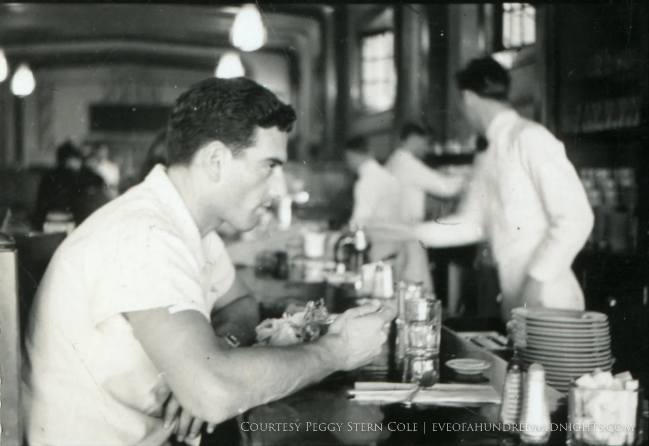 Mel at a dining counter