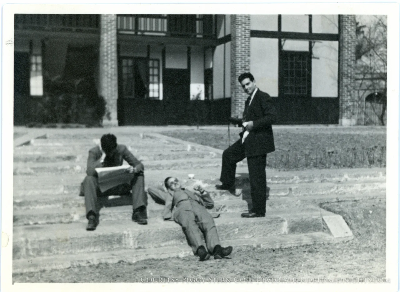 Mel Mo Votaw and Hugh Deane on Press Hostel Steps.jpg