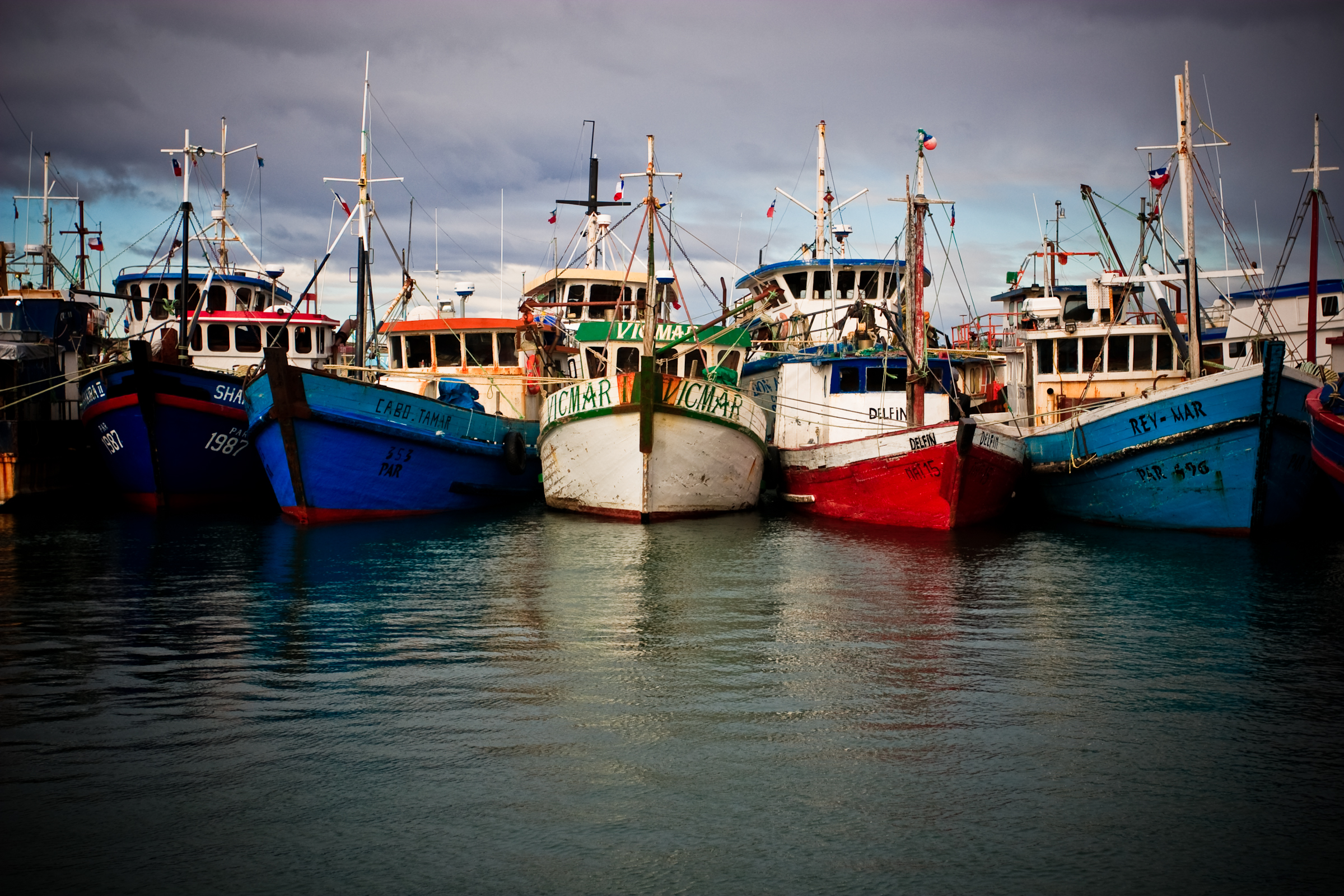  Fishing boats in Puerto Natales, Chile 2009. 
