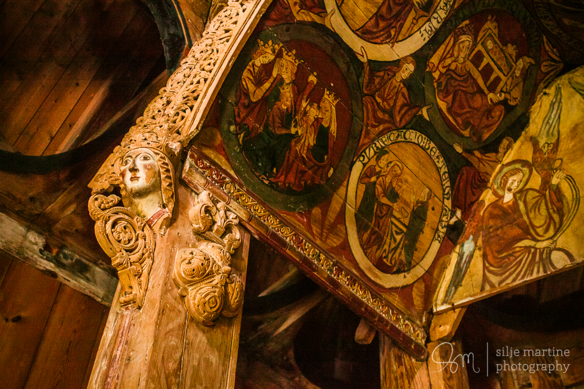 Wood carved interior.