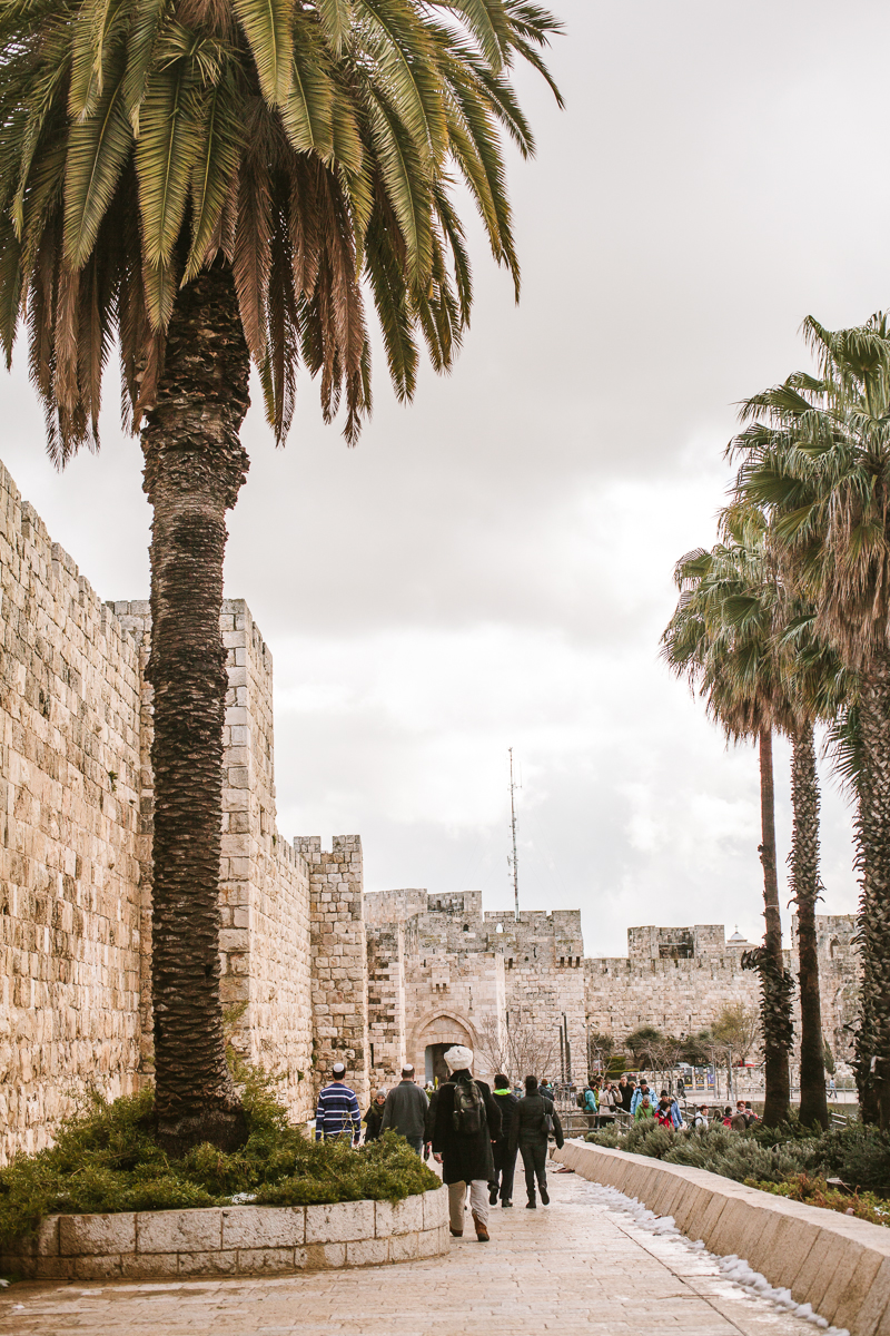  Walking towards the Jaffa gate to enter the Old City, Jerusalem. 