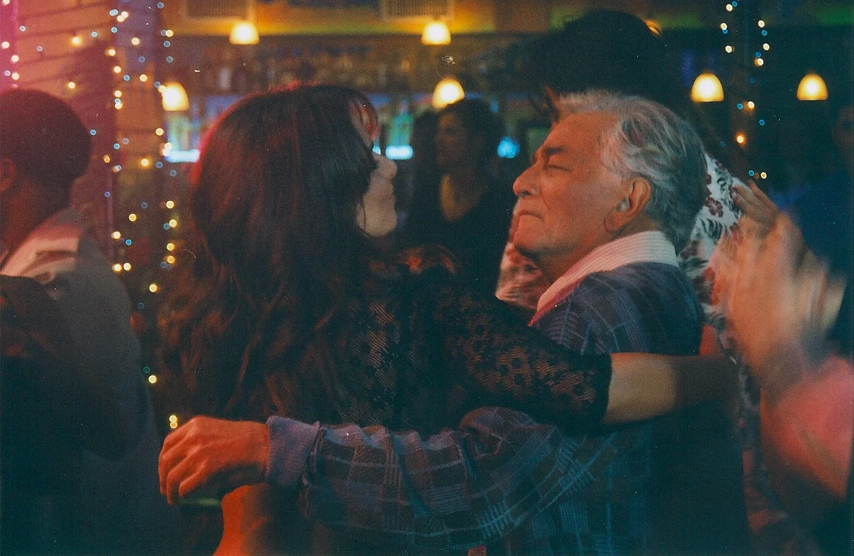 On set with Peter Falk - He was a lovely man and a good dancer!