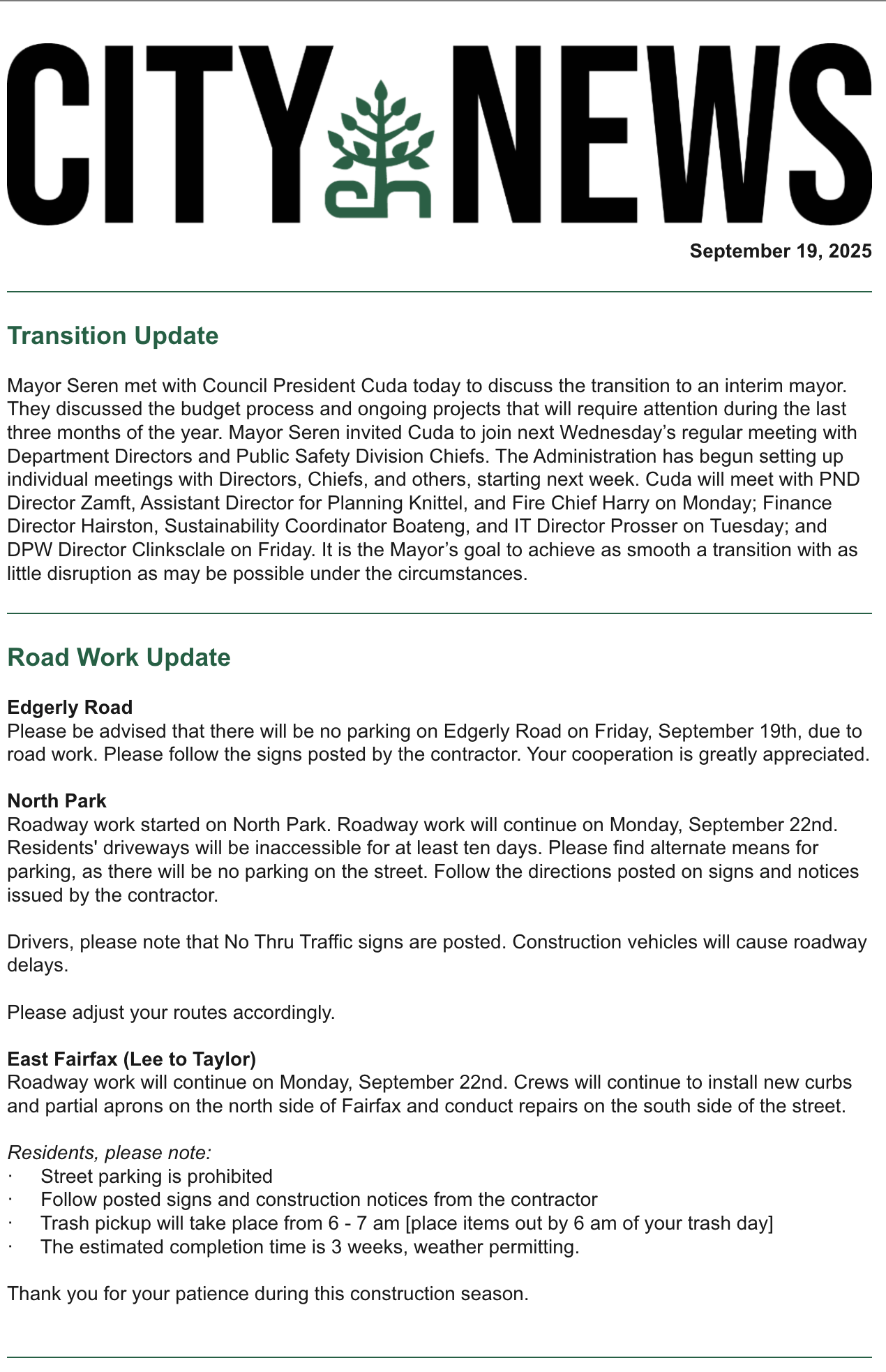 Cleveland Heights resident communications