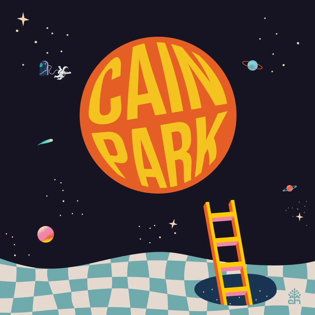 Square 2025 Cain Park season campaign graphic with psychedelic space artwork