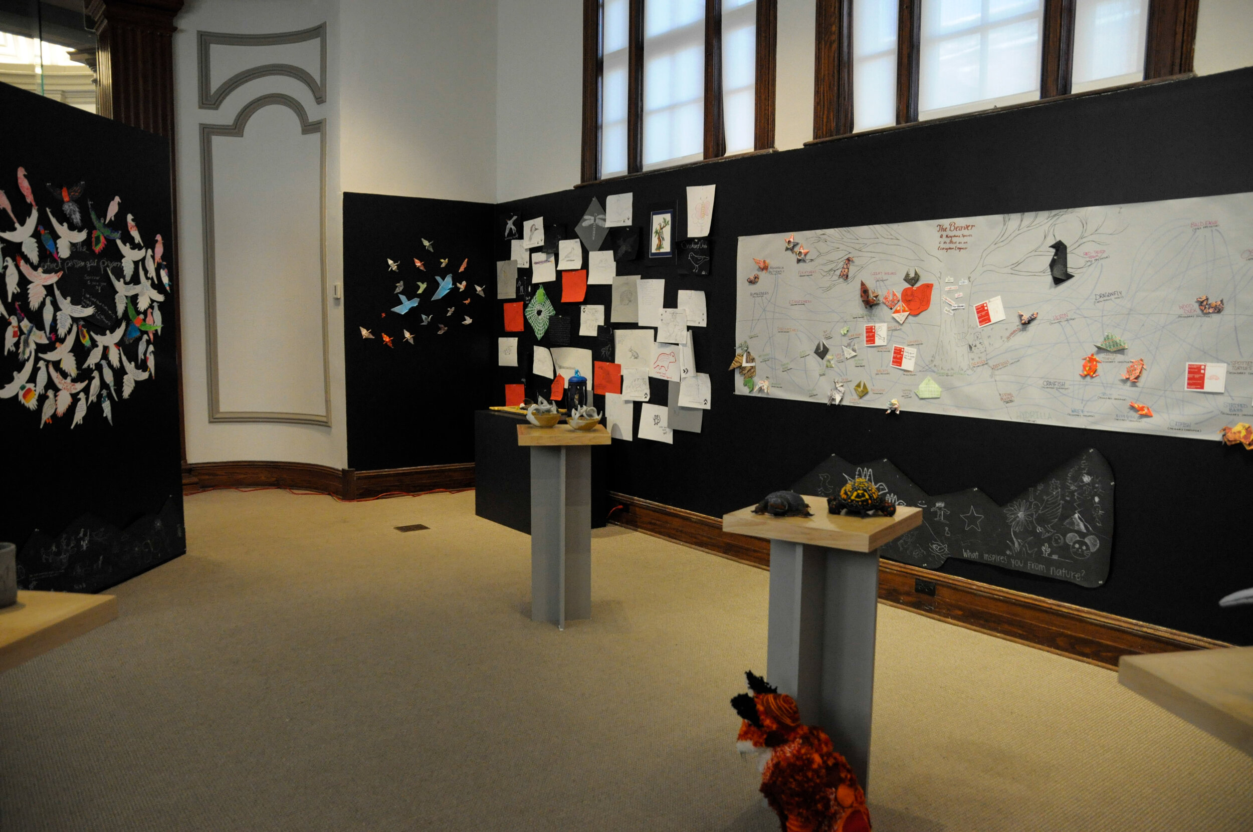   In the Fabric of the Woodland , Installation view: Community Response, Shoemaker Gallery, Juniata College Museum of Art, Huntingdon, Pennsylvania, 2019  Photo Credit: Verónica Cosmópolis 