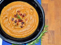 Soup season! If you have the extra time to make your own broth from chicken bones, you are adding natural immunity boosting properties. Much needed this time of year! This delicious little treat is a Sweet potato bisque made with homemade chicken bone broth and paleo (no sugar added) chopped bacon bits. Paleo friendly Sweet Potato Bisque with Bacon 3 large sweet potatoes, peeled and chopped. (totaling 3-3 1/2 pounds) 1 red pepper, halved and seeded (optional) 1 large onion, chopped 1 inch piece of ginger, chopped 1 garlic clove, chopped 6 cups of homemade broth 1 tsp coconut oil 1/4 cup unsweetened coconut milk 1/2 tsp black pepper Pedersons paleo bacon ( ook as needed) Sea salt to taste Directions: Heat the broth and add the coconut oil. When at rolling boil, add the rest of the ingredients, leaving out the garlic. Simmer for approx 30 minutes. Add the garlic and summer for an additional 10. You can also roast the sweet potato for a slightly yummier flavor. When the sweet potato is ready, take the soup off. Let cool about 20 mins. Scoop equal parts of veggies and broth into your blender/vitamin and add 1/4 cup coconut milk. Blend until slightly thick but not chunky. Add sea salt to taste. Crisp up that bacon and serve steamy! Enjoy! 