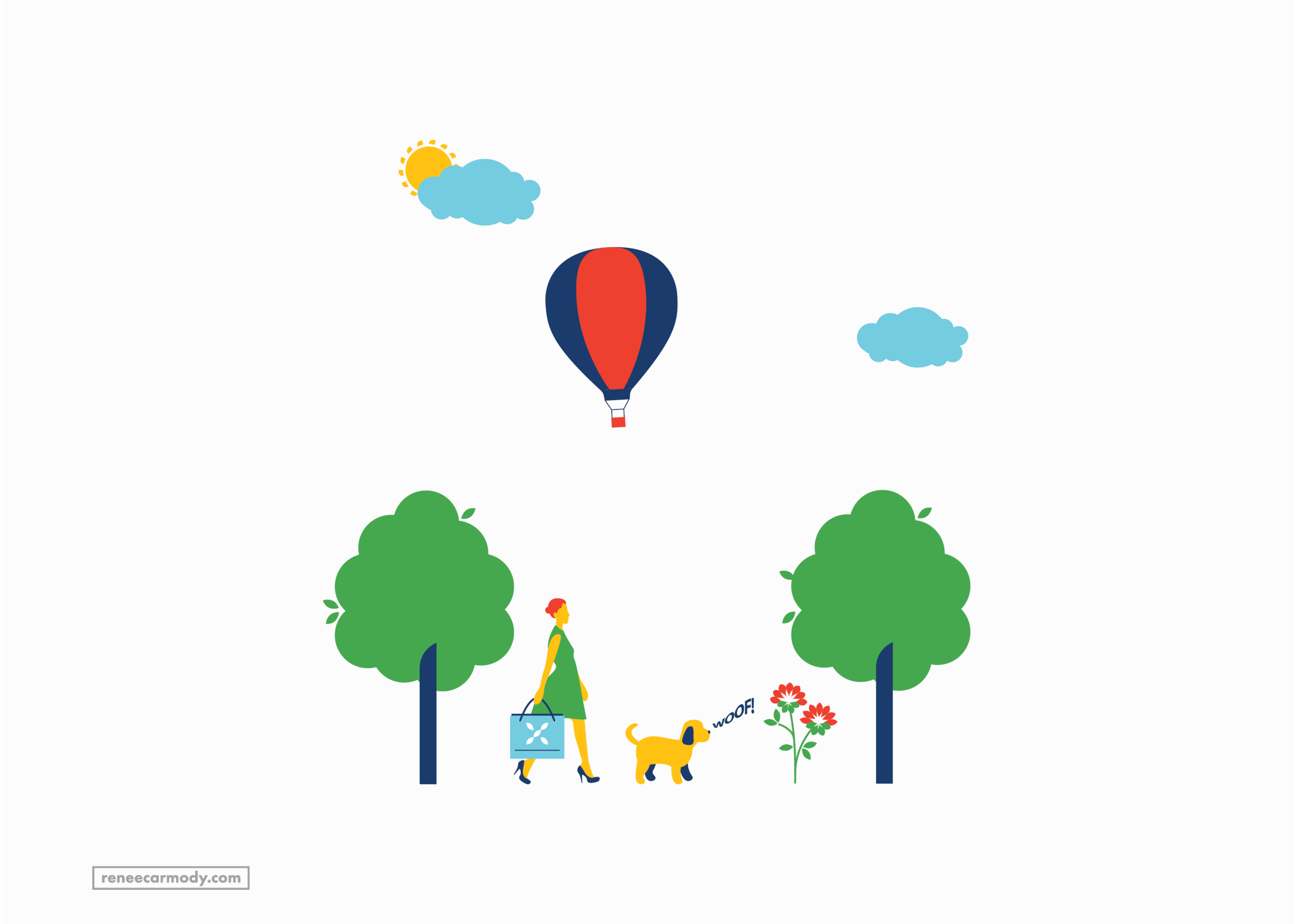 Lifestyle illustrations for print and digital design for Flourish Parkside by Renée Carmody Design, commissioned by Savi Communications.