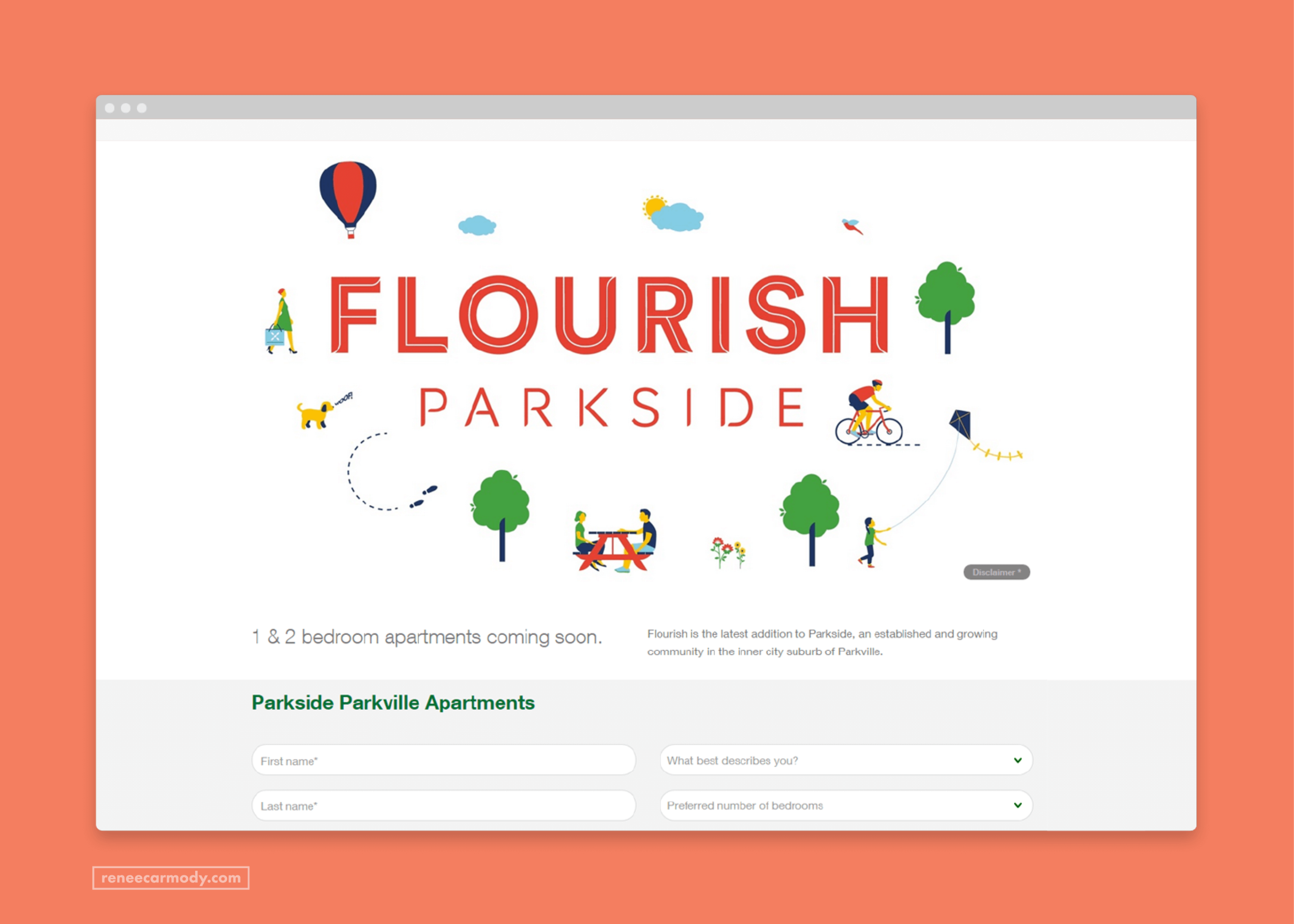 Website illustrations by Renee Carmody Design for Flourish Parkside, comissioned by Savi Communications—www.reneecarmody.com