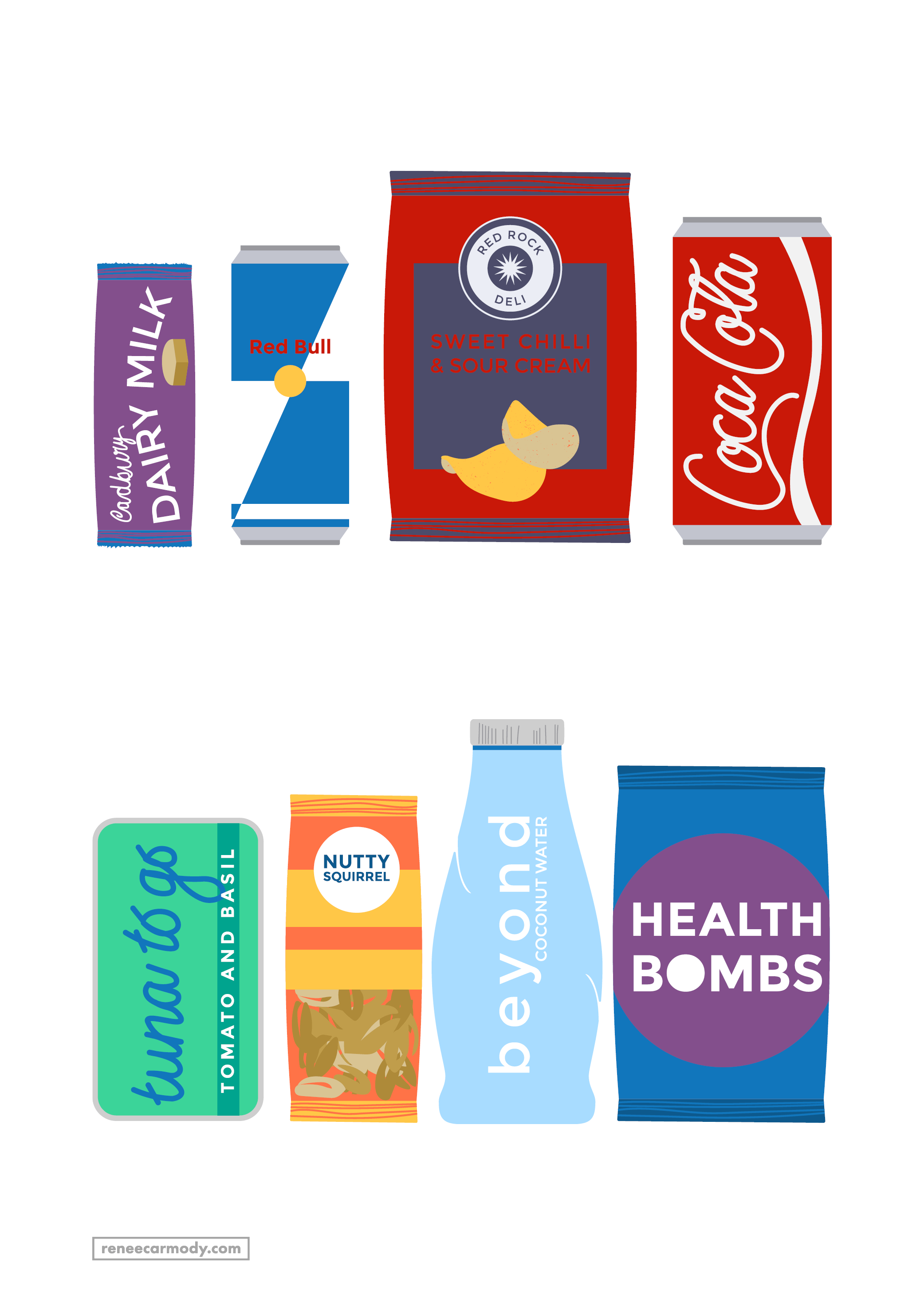 Custom food illustrations for Melbourne Vending Co website by Renée Carmody Design.