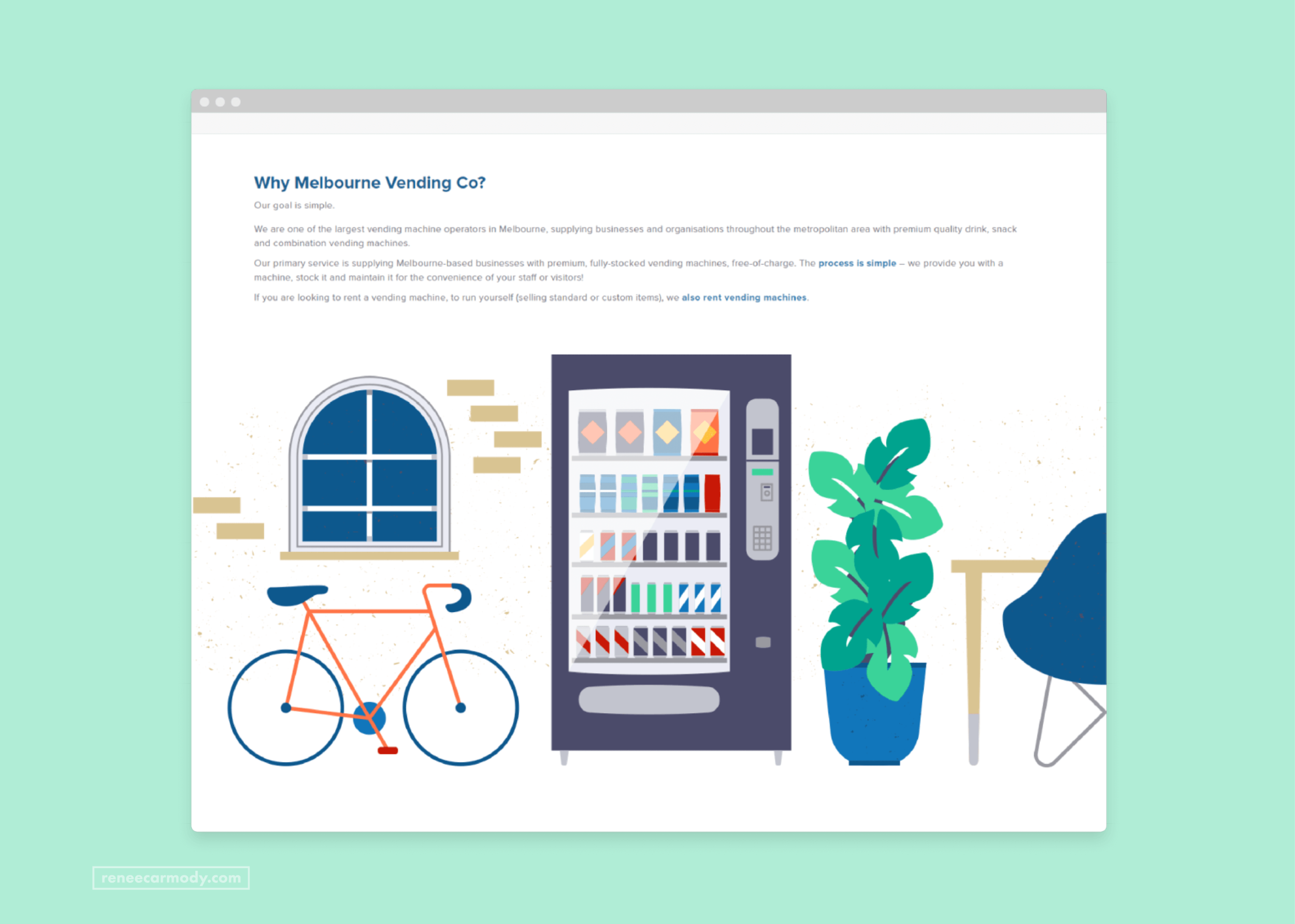Custom website illustrations for Melbourne Vending Co by Renée Carmody Design.