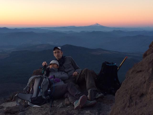The bf makes an excellent portable pillow for cat naps on mountains.