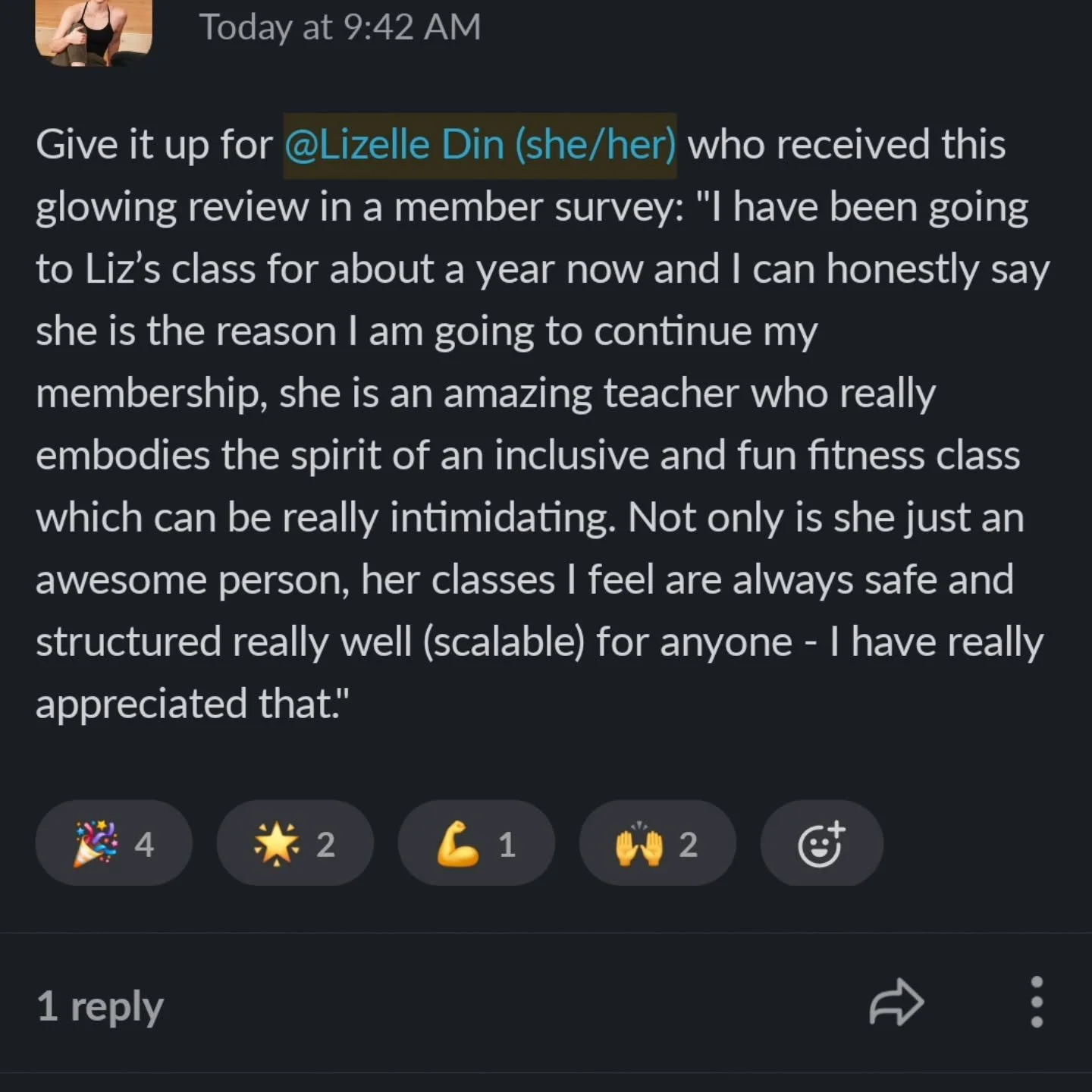 Sometimes, a little kudos is a big reminder of how you show up. Feeling very honored to be part of anyone's movement practice and choosing to move with me on a regular basis.
Making someone feel welcome isn't an easy task and not everyone can offer