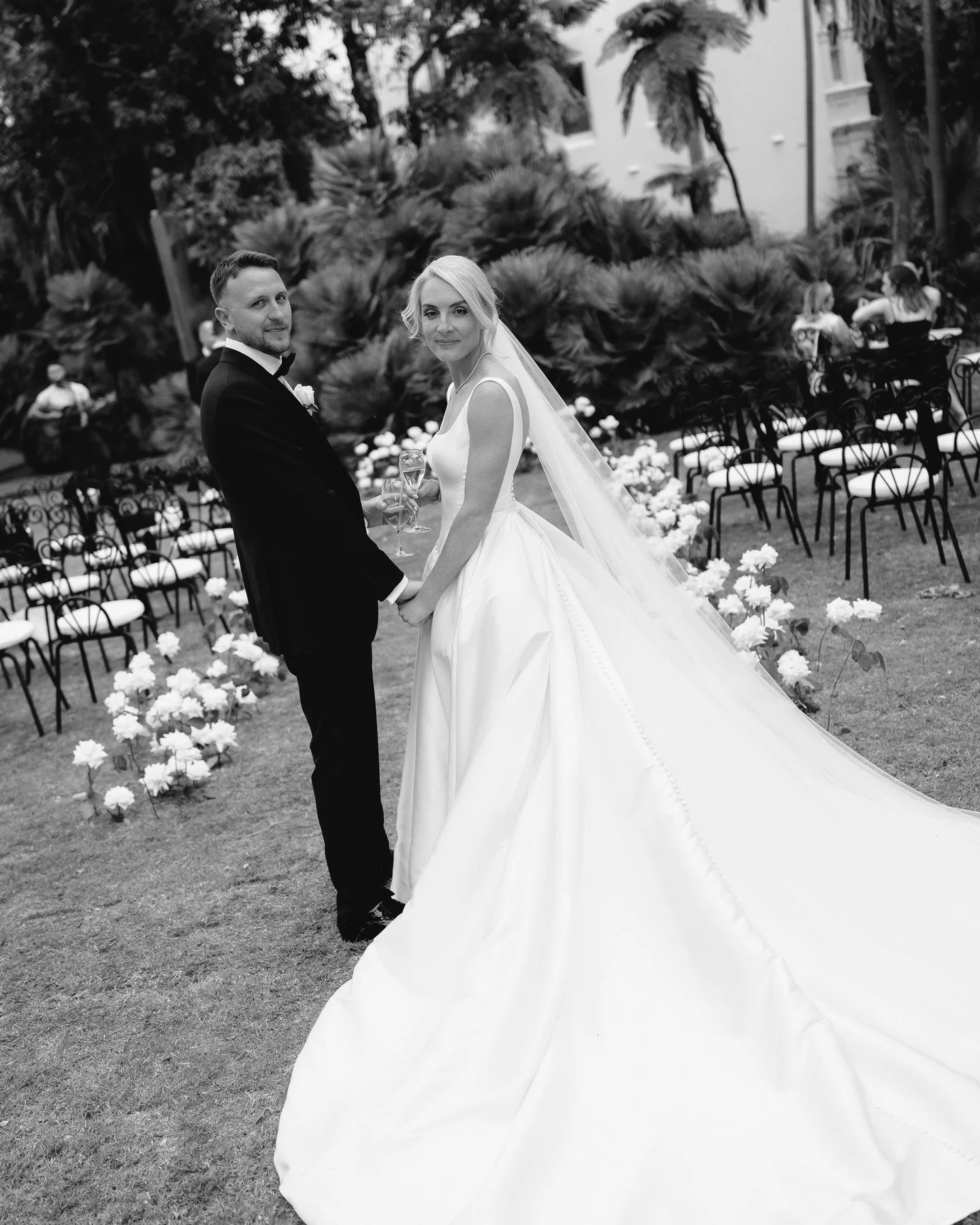 Jess &amp; Jack, Chiswick, Sydney. ⁠
⁠
bride @jessica_jefferies | groom @jack.wilkinson.26 | venue @chiswickwoollahra | dress @theivorybridalroom | makeup @helenmakeupartist | hair @ridellhair | florist @whitehouseflowers | signage @numbernine.design