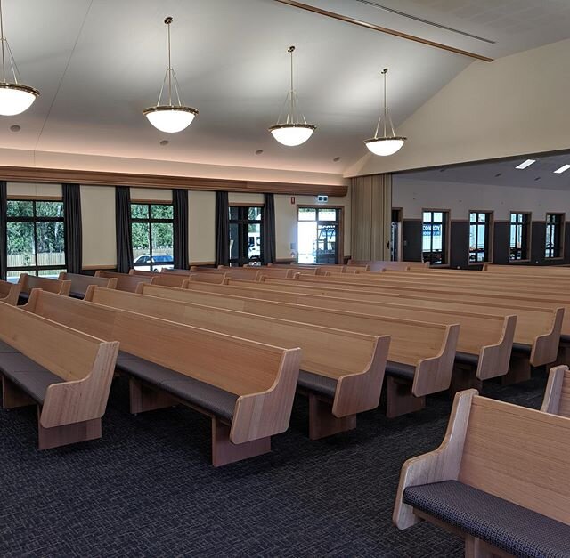 More photos from inside the LDS Church Loganholme.

We are loving the look of the natural timber and dark fabrics.