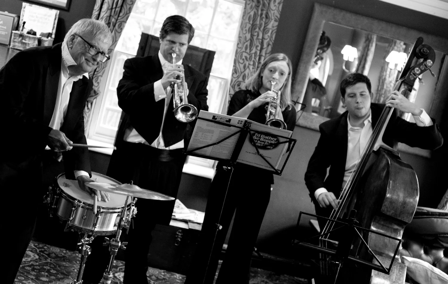 Brandenburg Sinfonia players out-and-about during Thaxted Festival.