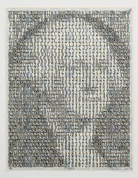   "Figurative" print. Relief and silkscreen on hinged dollar bills.  
