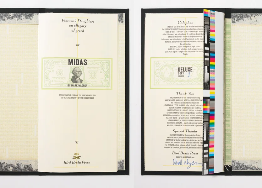   Fortune's Daughter / Midas Retelling the story of the king who turned his daughter into gold, with currency collage illustration.  