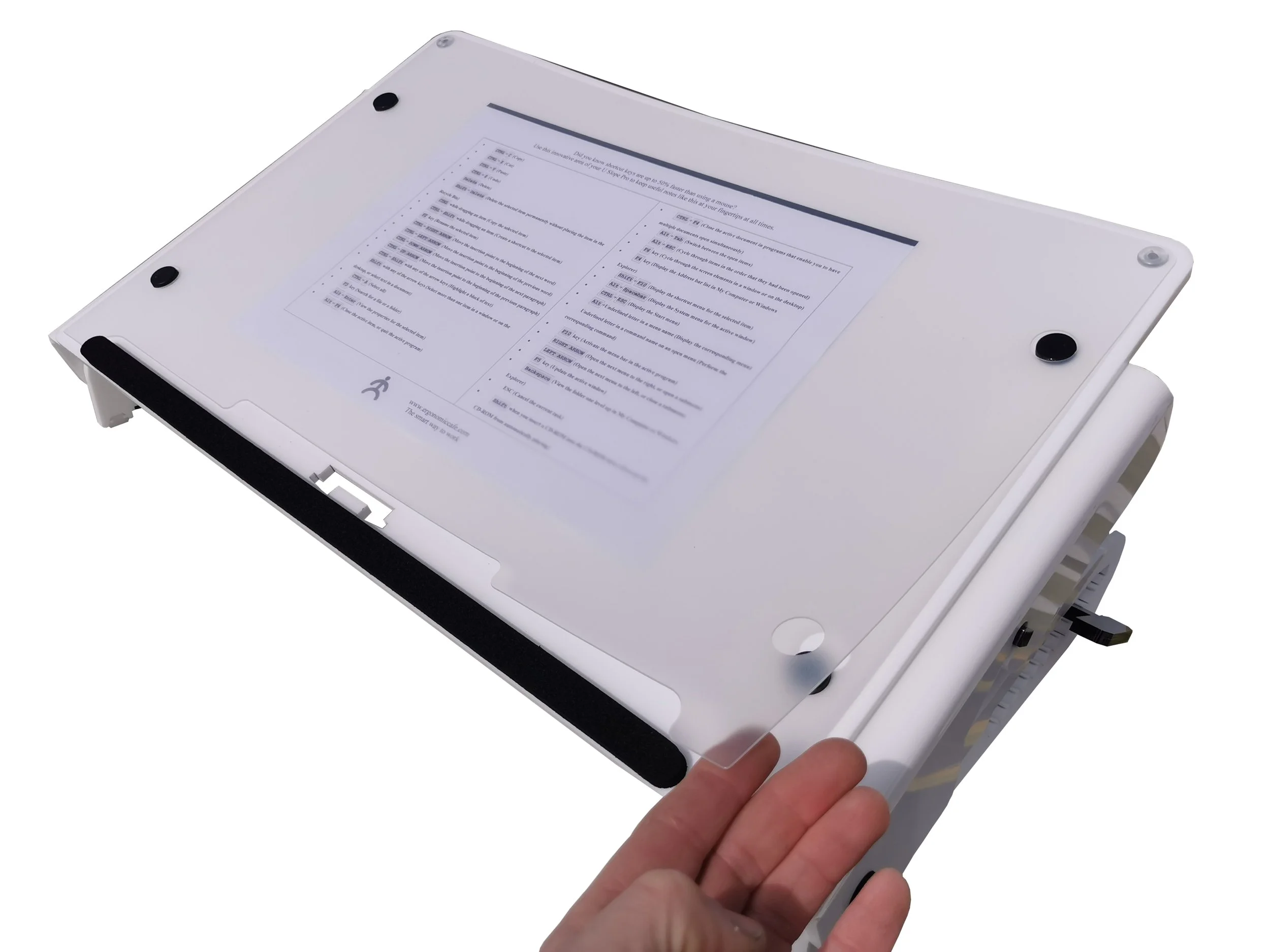   NON-REFLECTIVE SURFACE ALLOWS THE USER TO KEEP EVERYDAY INFORMATION AT-HAND UNDERNEATH.  