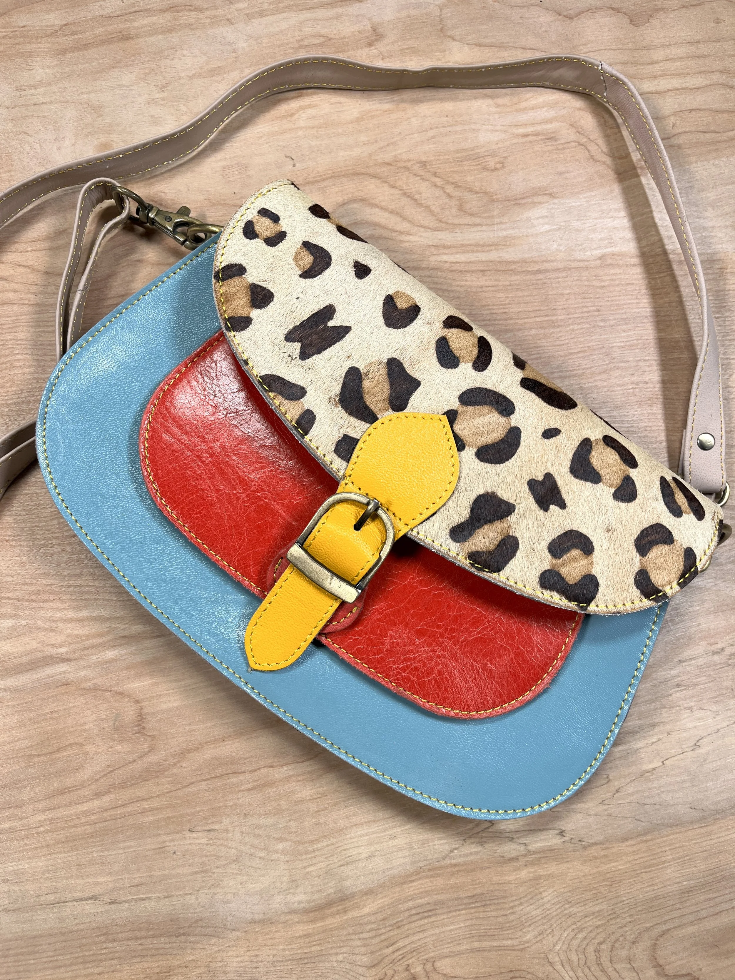 Fair-Trade Recycled Leather Faux Fur Purse