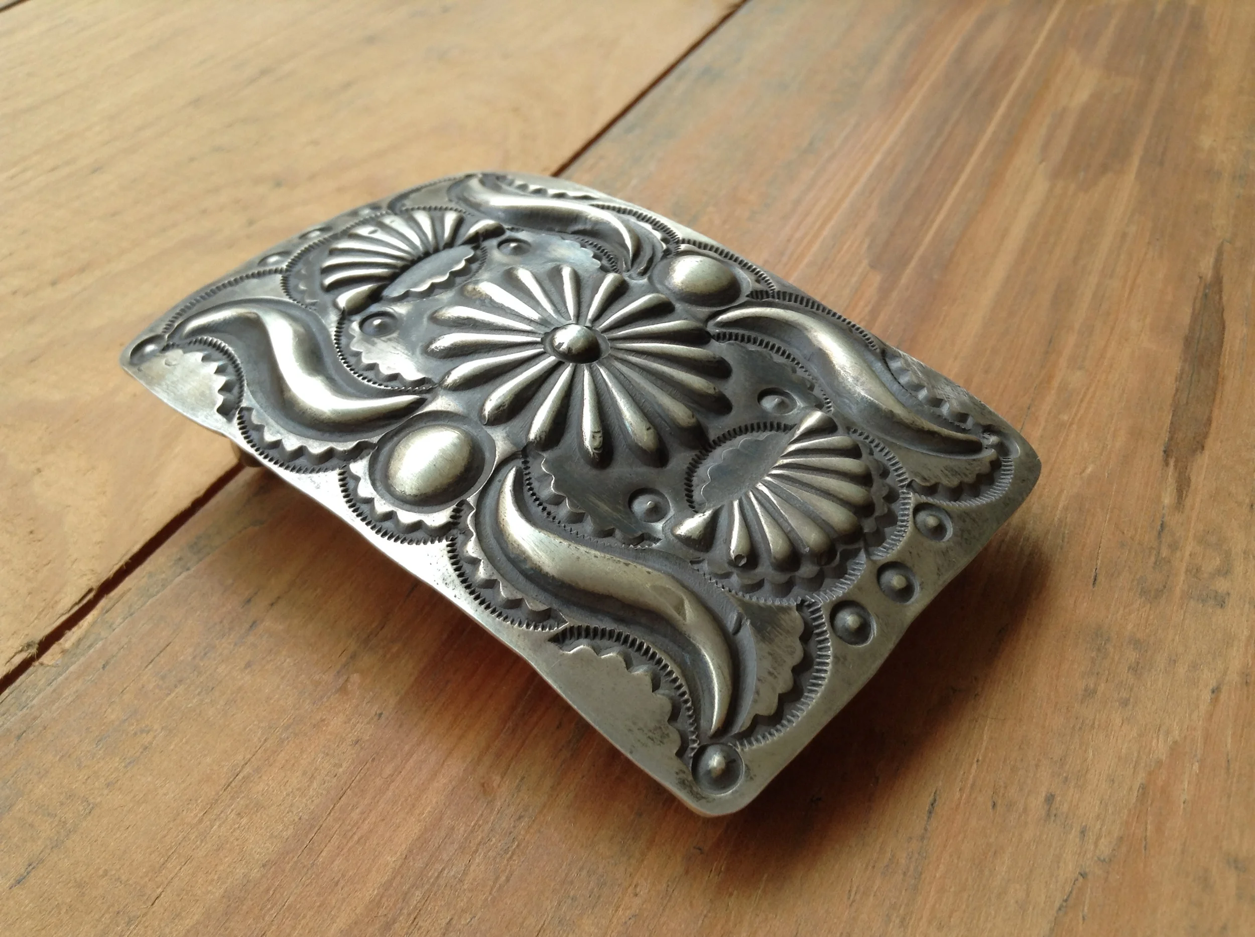 Large Sterling Navajo Belt Buckle