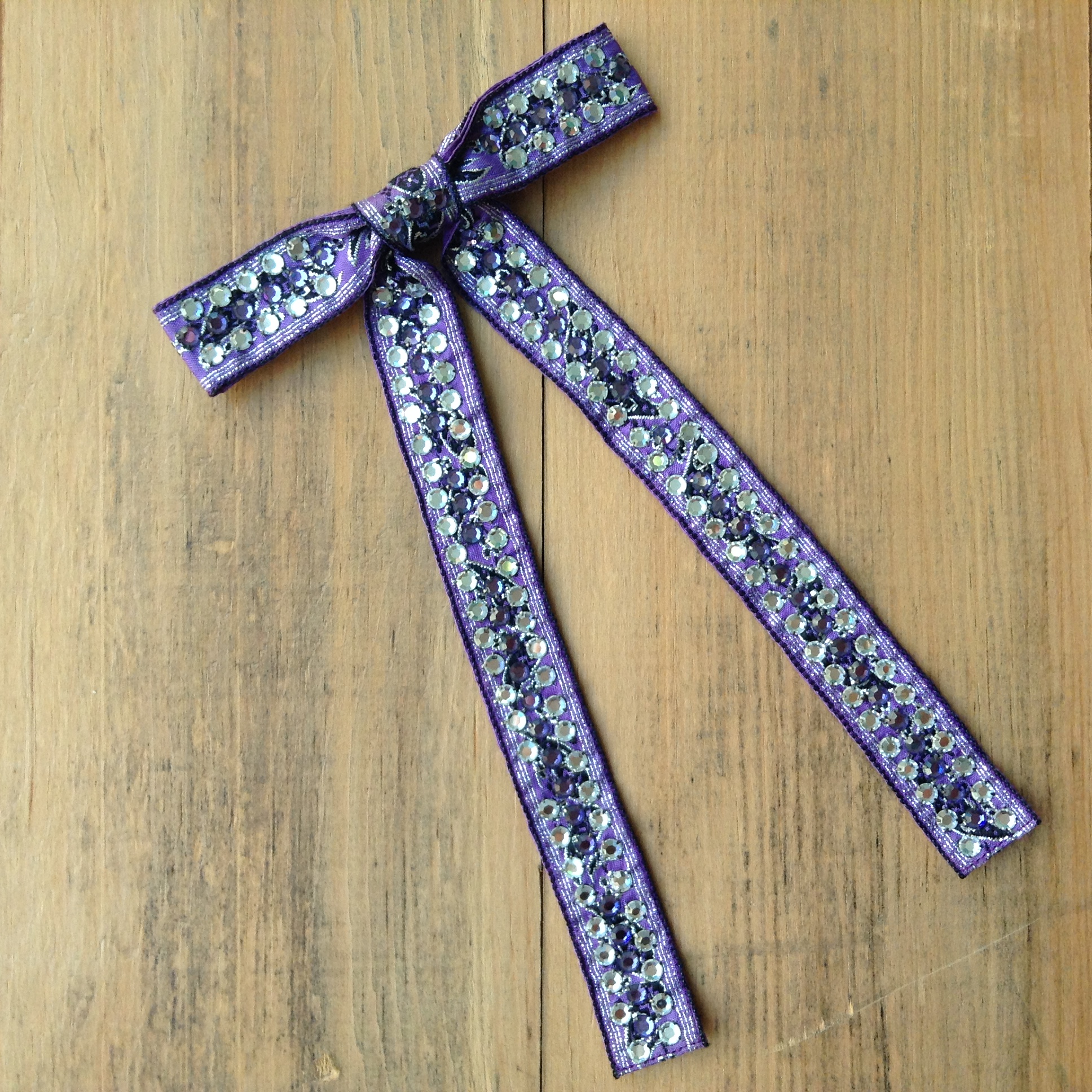 Fancy Purple Rhinestone String Tie