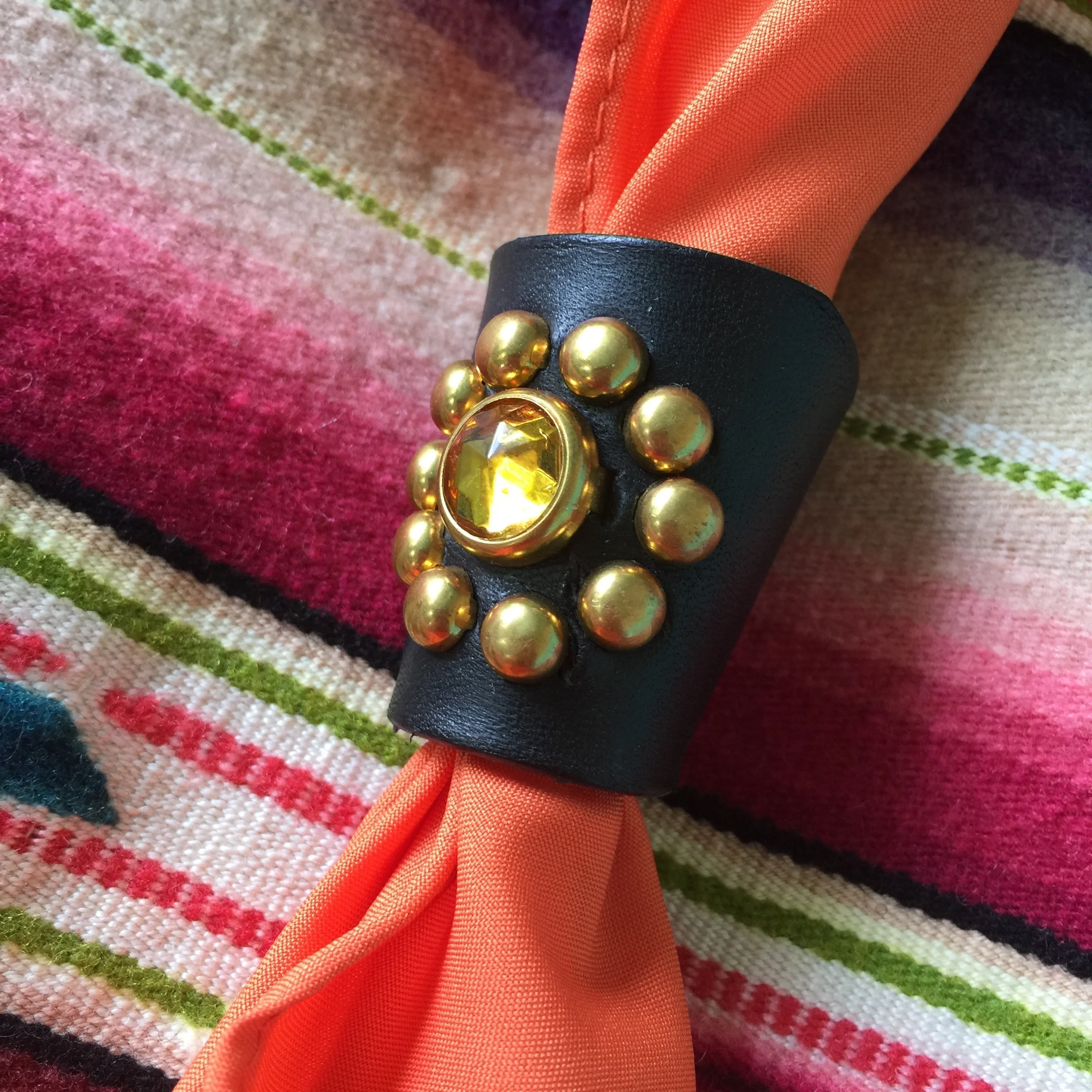 GOLD YELLOW JEWEL SCARF SLIDE
