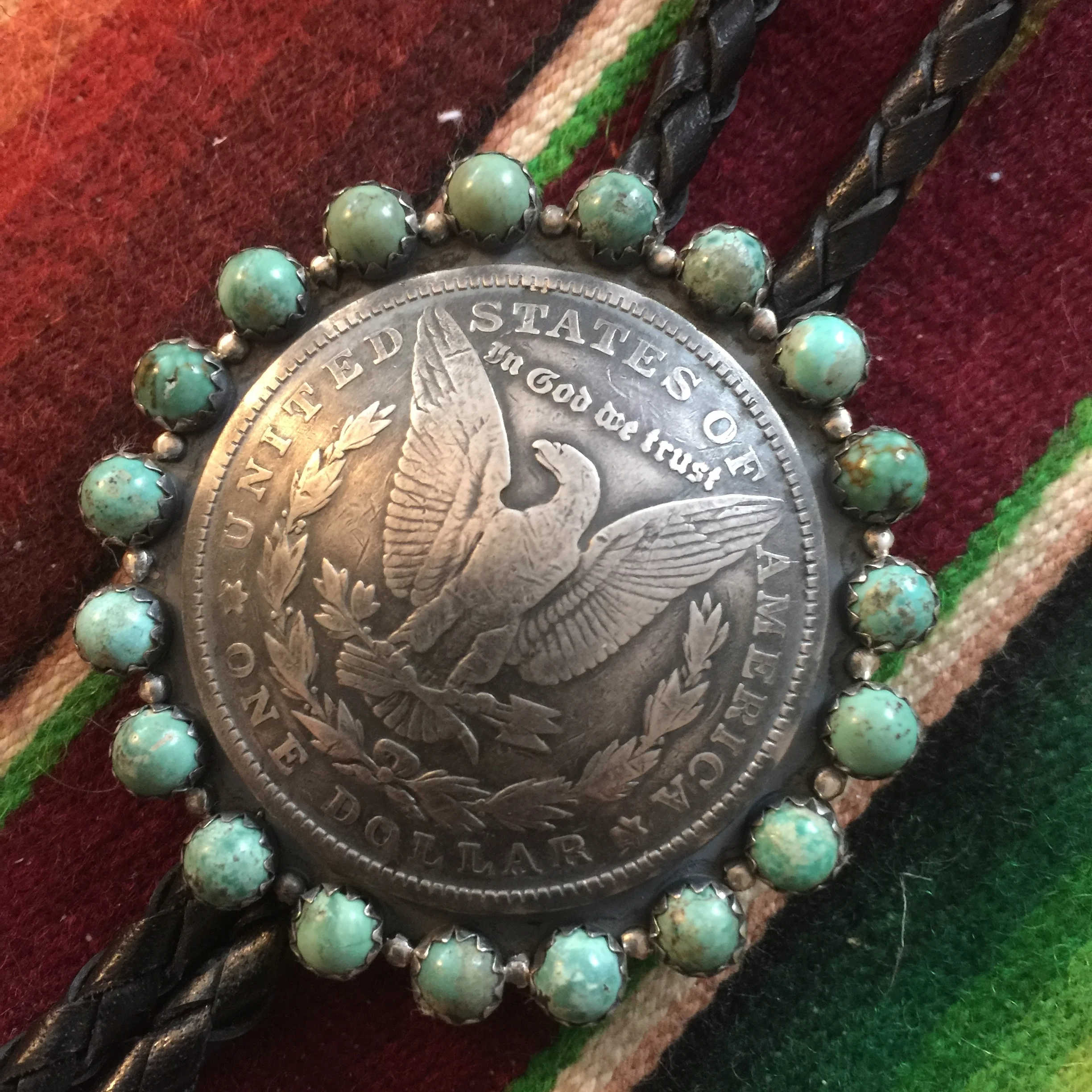 One Dollar Coin Eagle with Turquoise Bolo Tie