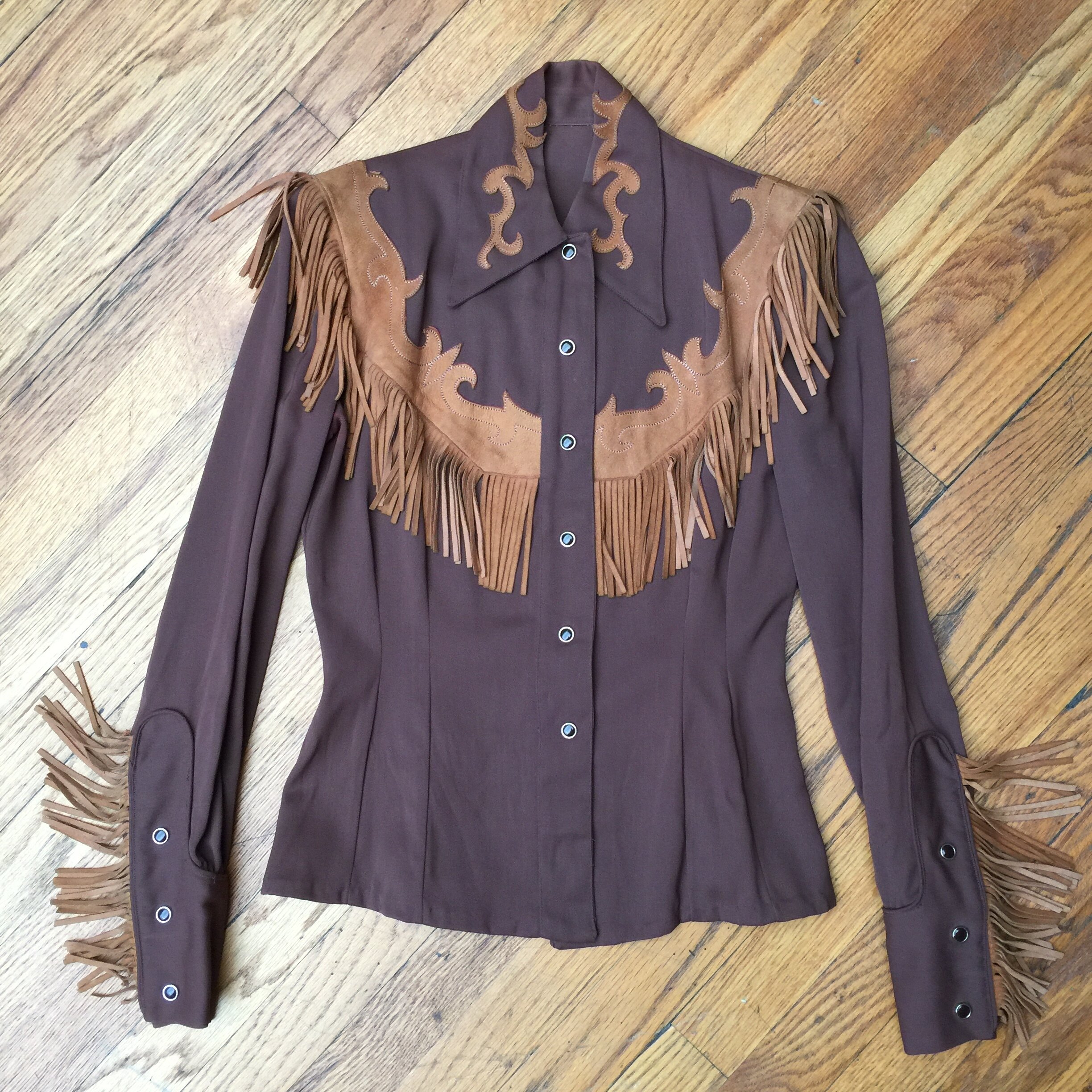 Western Suit with Leather Fringe - Jacket and Split Skirt