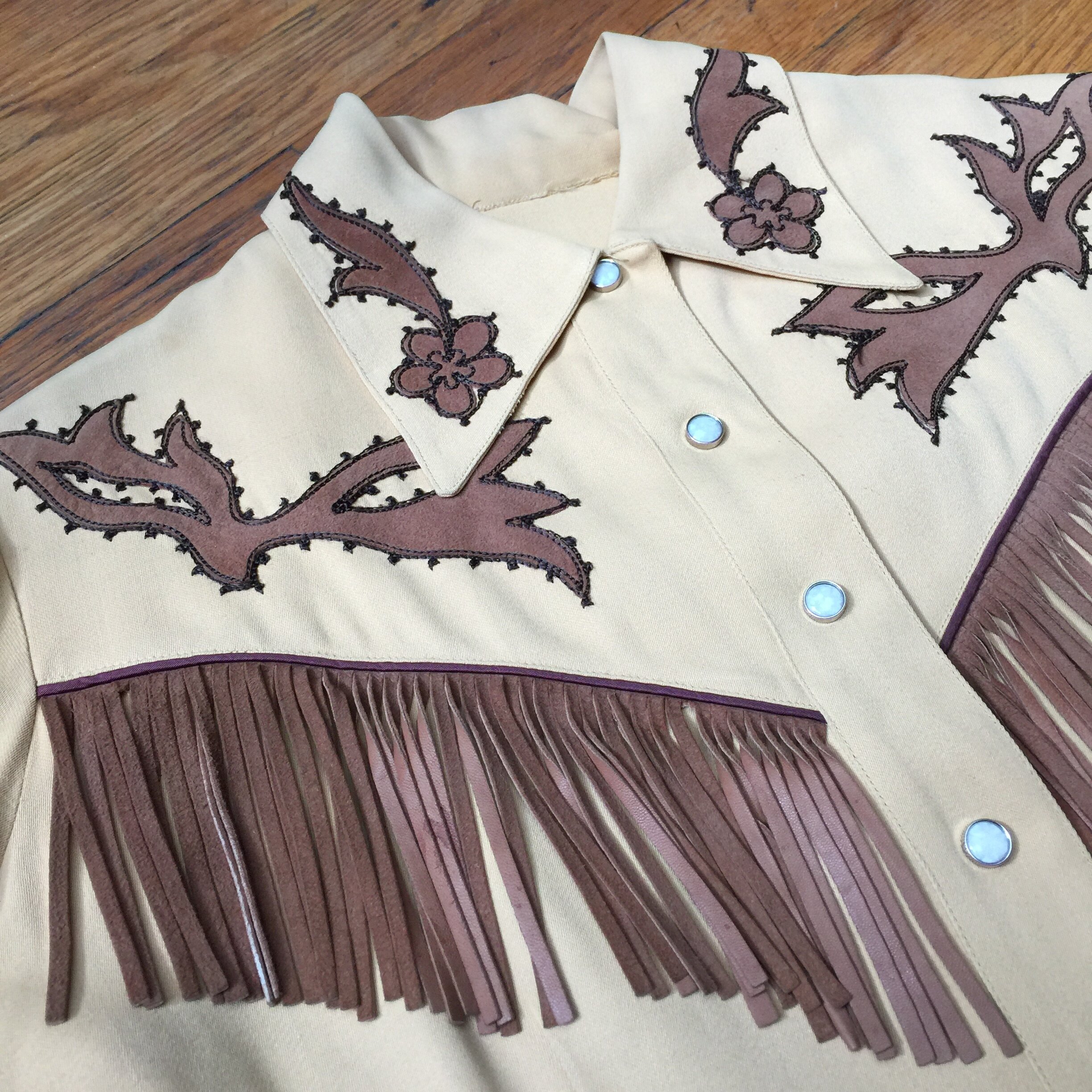 Vintage Western Shirt with Dark Brown Fringe