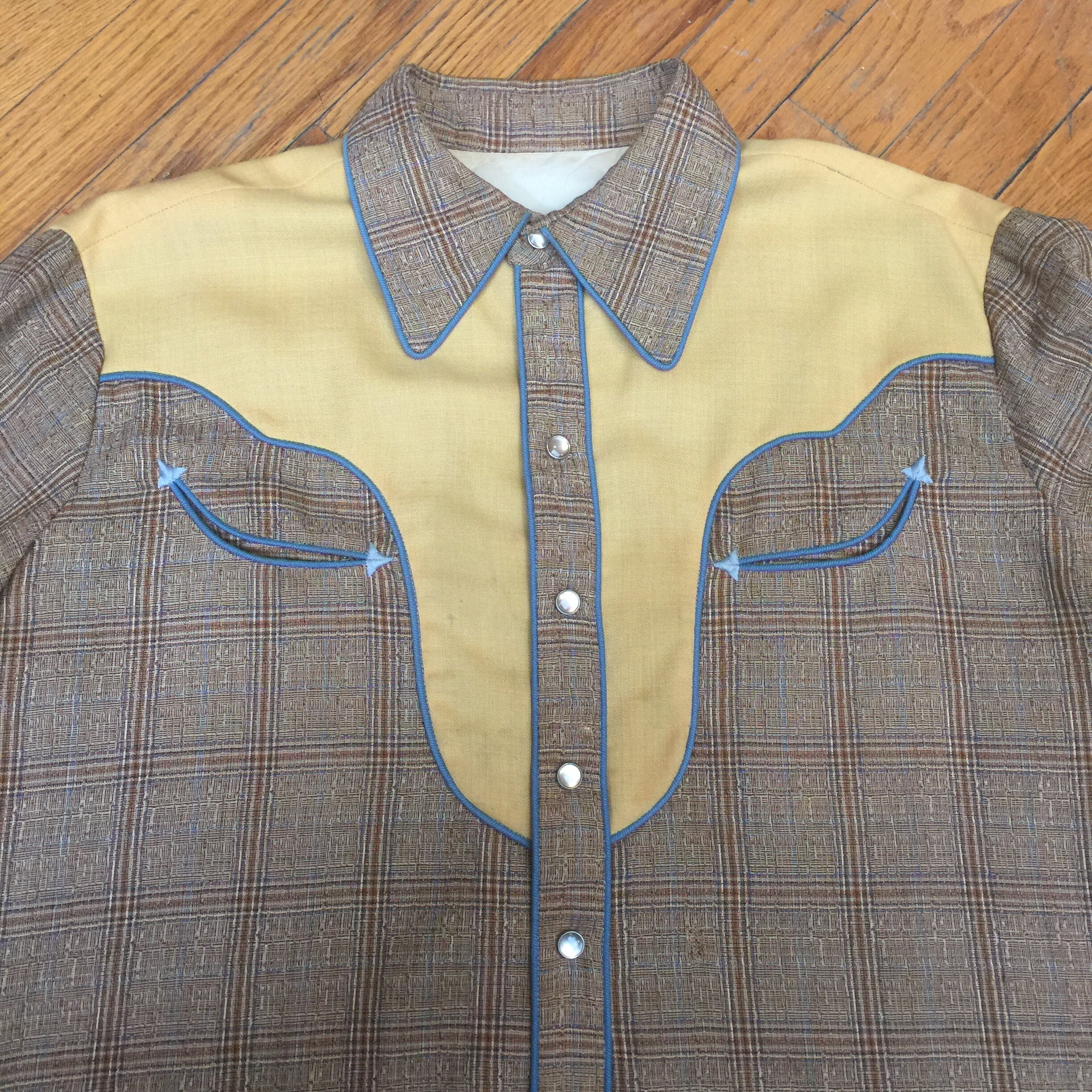 Abbigliamento Abbigliamento genere neutro per adulti Top e magliette Camicie Oxford Vintage 1940s Western Novelty Print Shirt Sanforized 