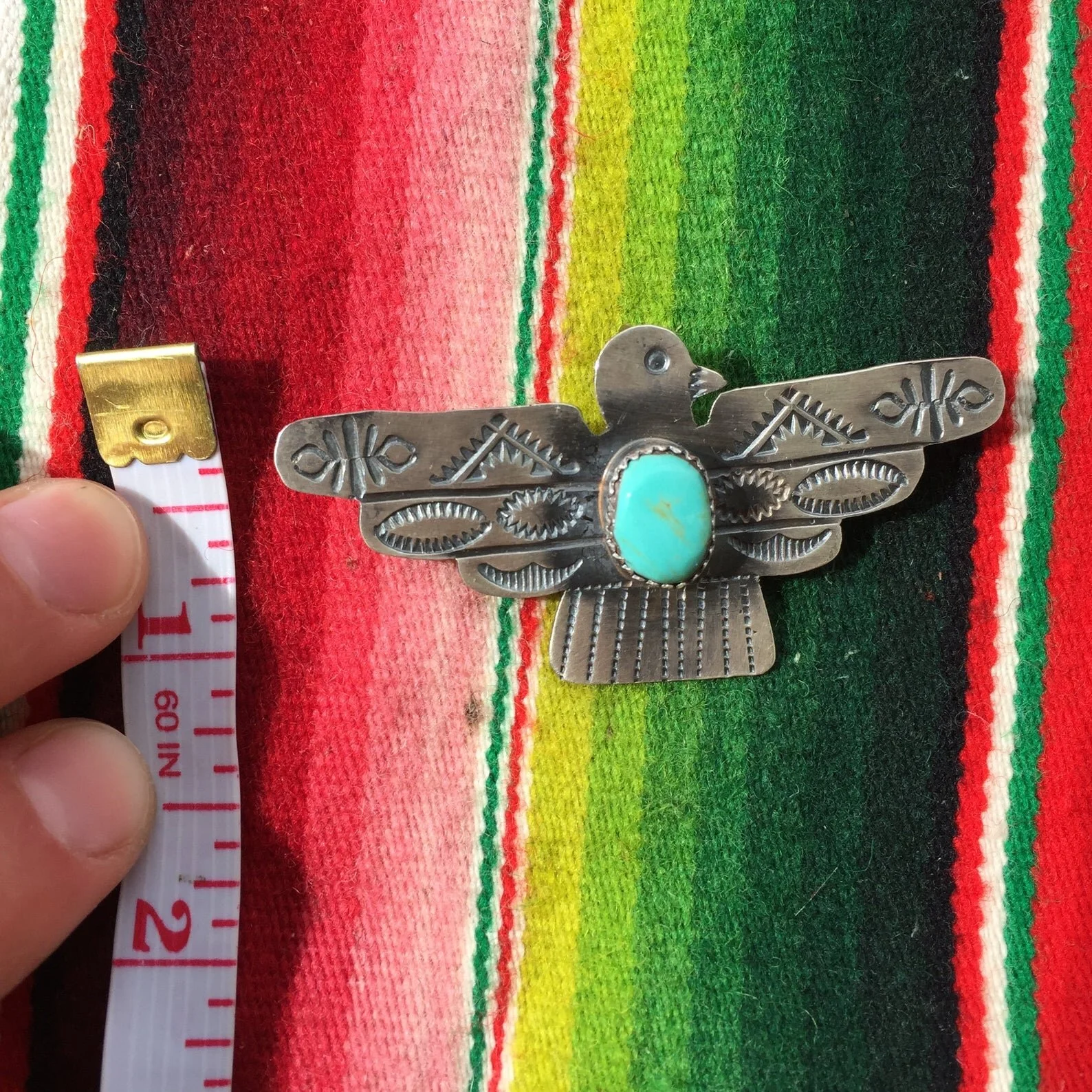 Thunderbird Pin Pendant with Turquoise Yazzie — Pioneer House