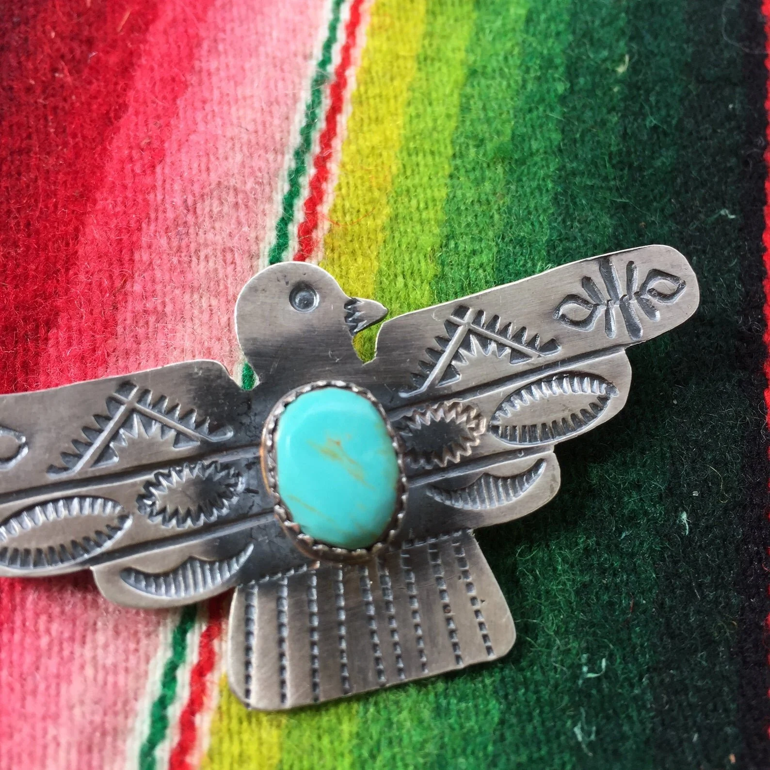 Thunderbird Pin Pendant with Turquoise Yazzie — Pioneer House