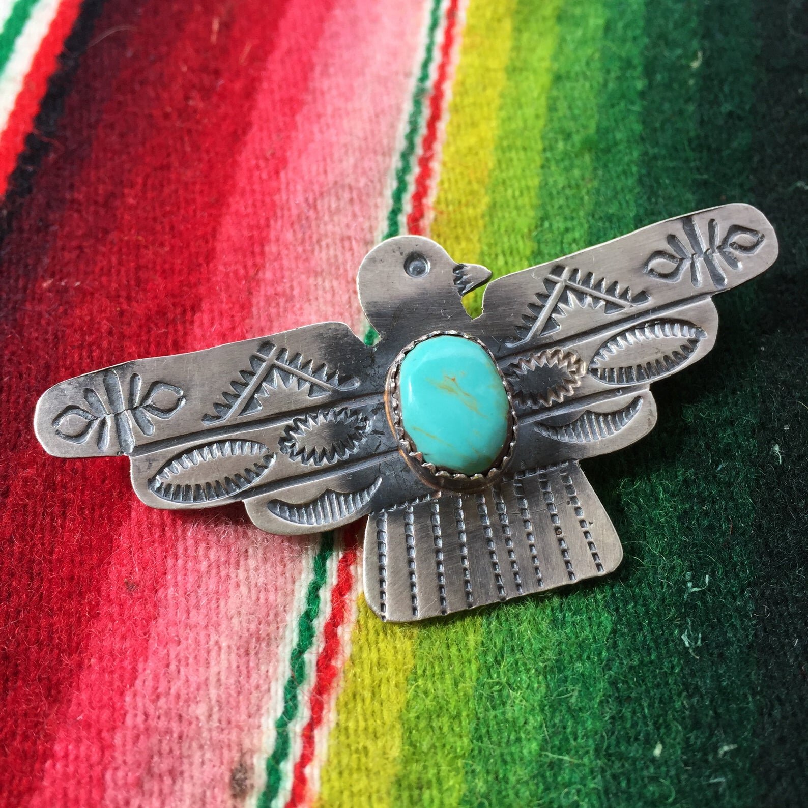 Thunderbird Pin Pendant with Turquoise Yazzie — Pioneer House