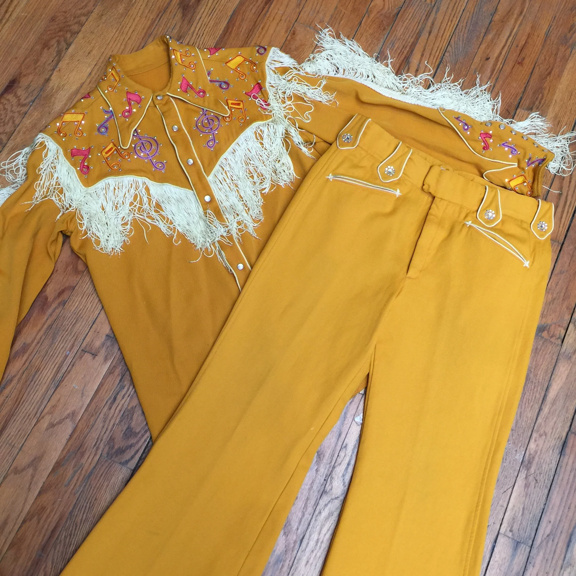 Musical Note Nudie Suit Mustard Yellow