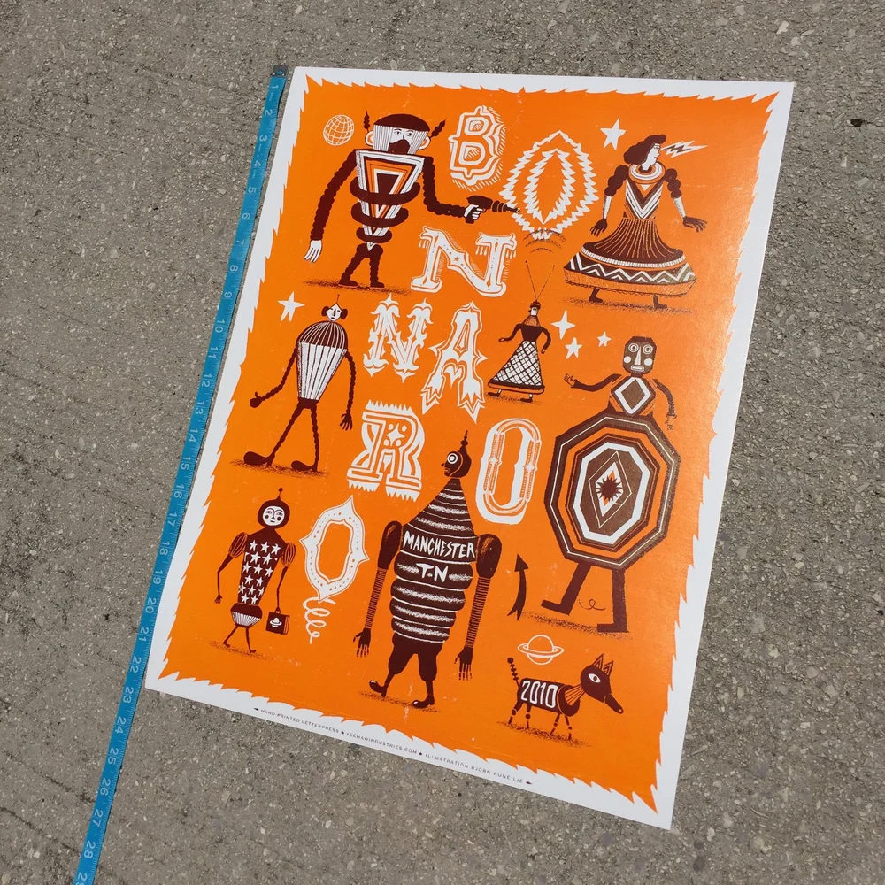 BONNAROO 2010 ORANGE Robots & Aliens Poster — Pioneer House