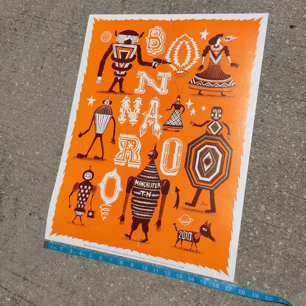 BONNAROO 2010 ORANGE Robots & Aliens Poster — Pioneer House