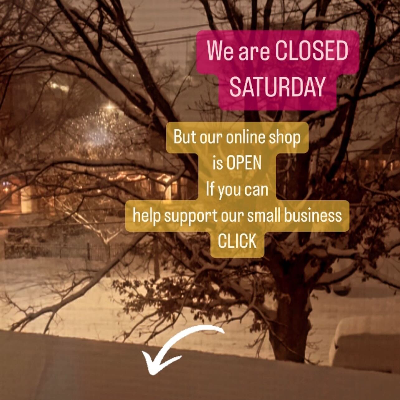 Hi Folks, we are closed again today due to ice &amp; snow. My Mammaw used to say &ldquo;It&rsquo;s snowing down south&rdquo; if your slip was showing under your skirt hem - but it really has been snowing a huge amount in Tennessee and bitter cold her