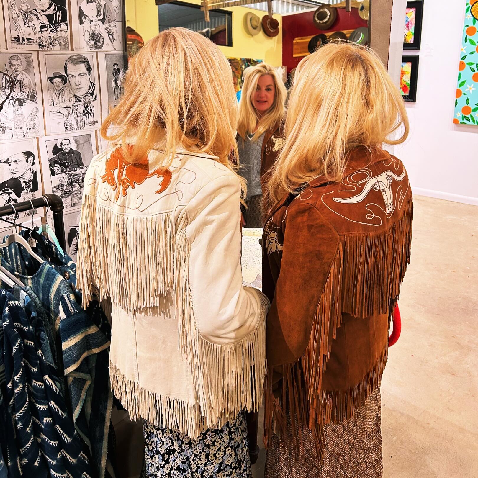 Twins in Fringe! #sold THANKS to all of the great new friends and customers we have met so far in Texas. TODAY @squirrelsgonewild &amp; @lonesomepinecone are OPEN for business at our @pioneerhouse Pop Up in Round Top, TX. Come see us. 
❤️😊❤️ @550vin
