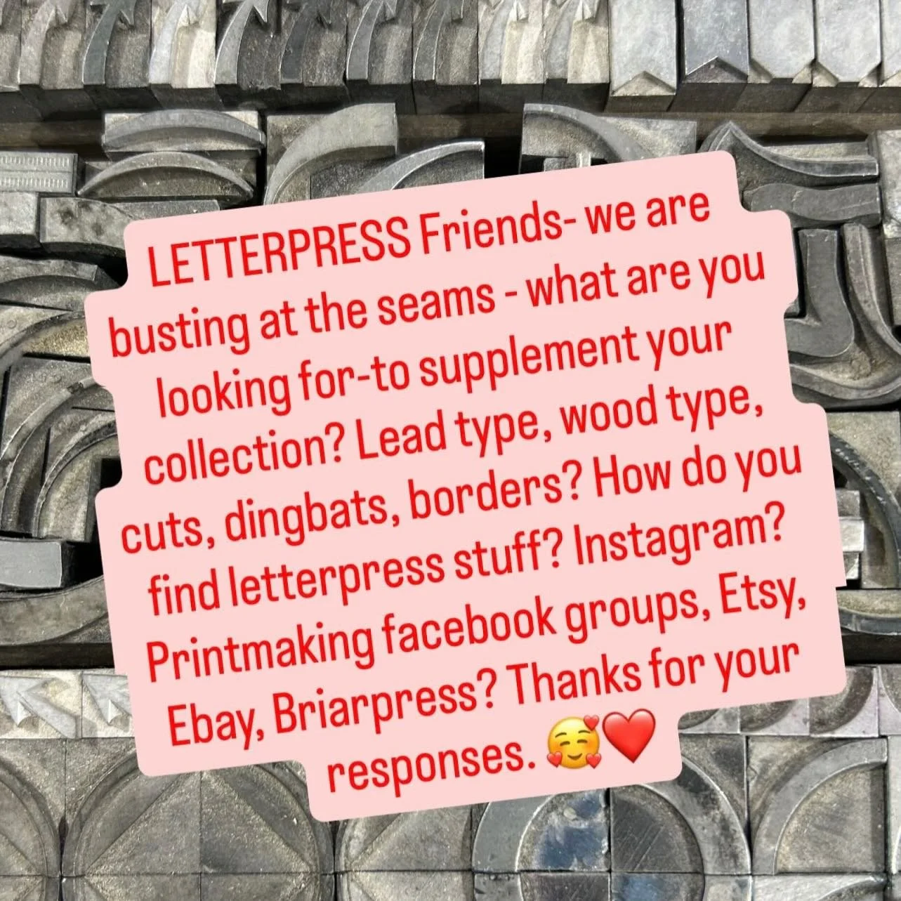 Whatcha lookin for? #letterpresslove #letterpresswoodtype #letterpressleadtype #dingbats #printmakingsupplies