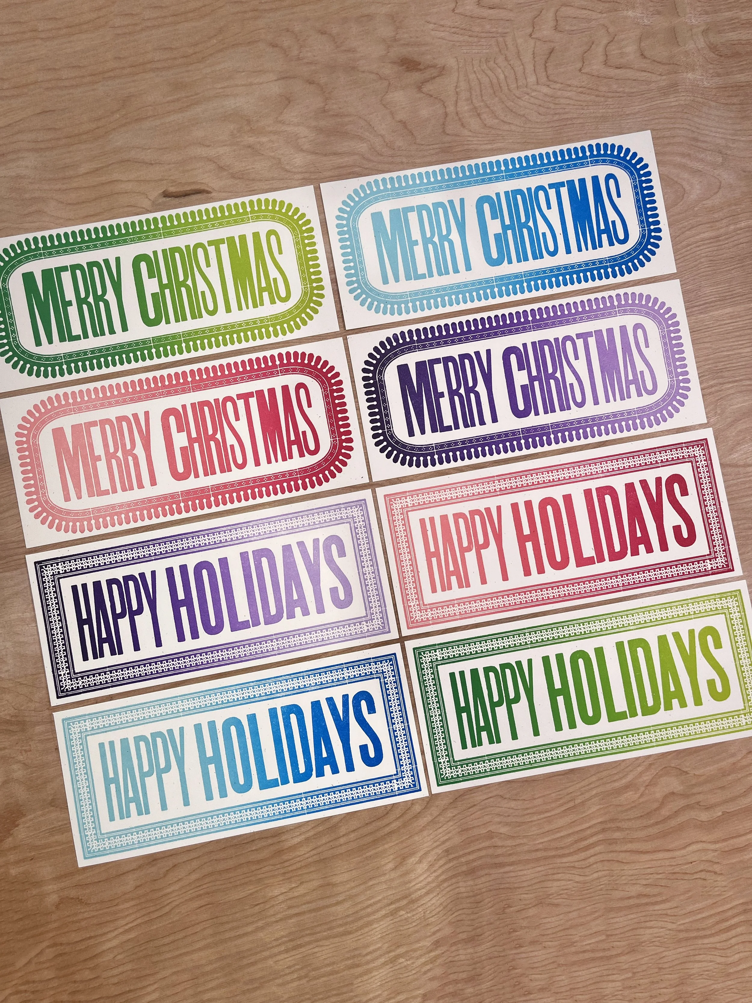 Ombre Bright Christmas and Holiday Cards 8 pack