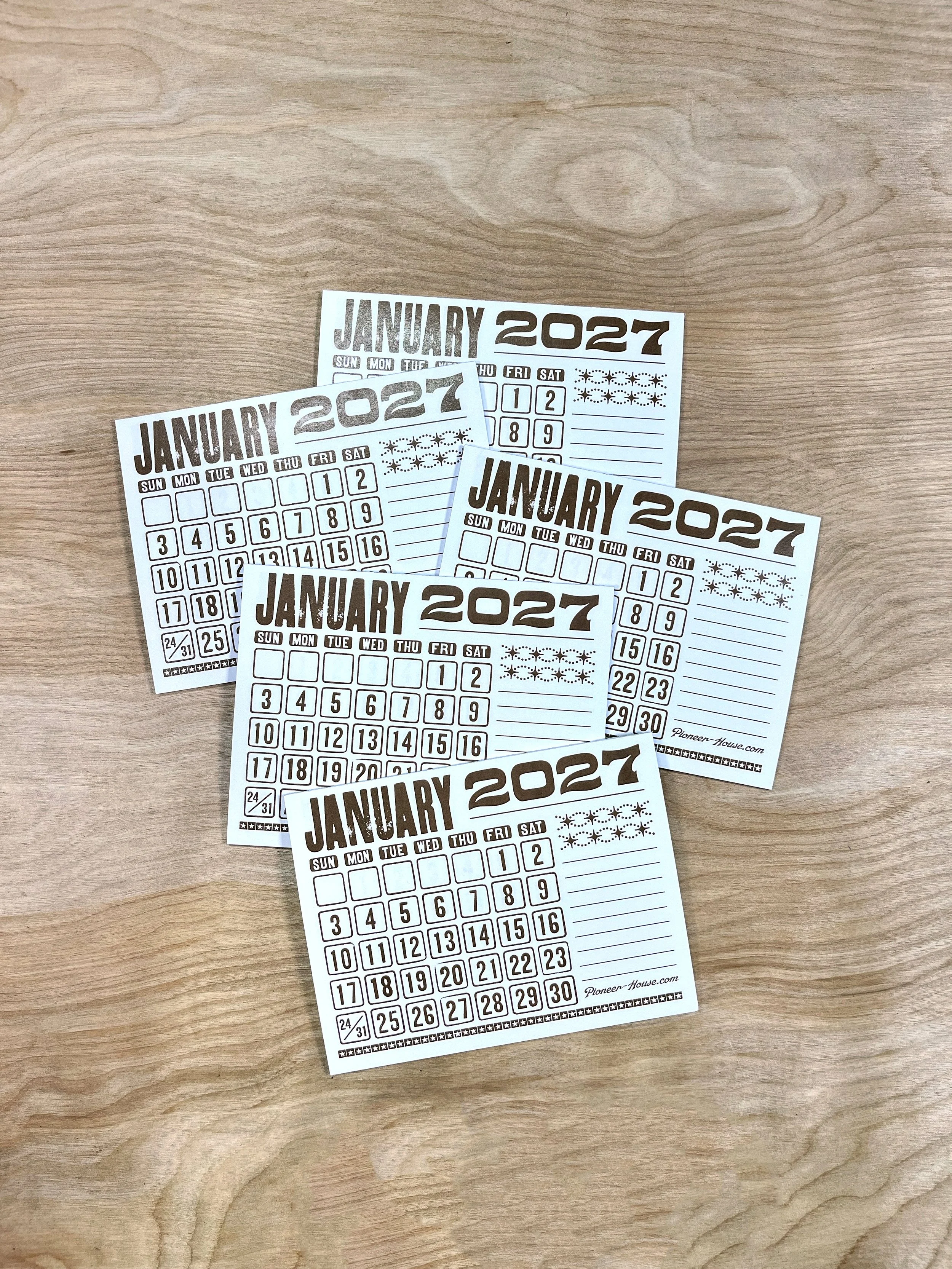 Five MINI 2027 CALENDAR PADS