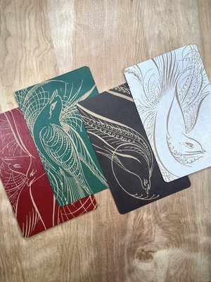 CALLIGRAPHY BIRDS 4 Cards — Pioneer House