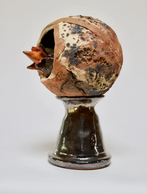 Seedpod, ceramic sculpture by Ellen Hansa