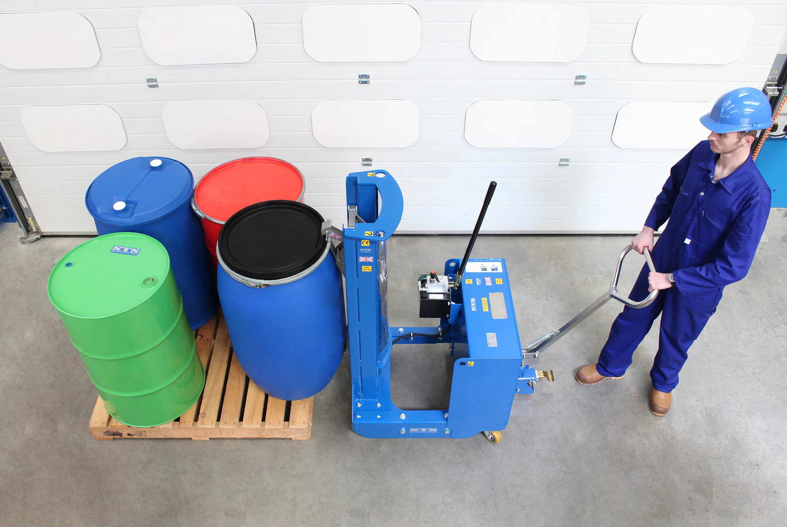 Tall Drum Lifter Counterbalance Drum Palletizer — Safe Drum Handling