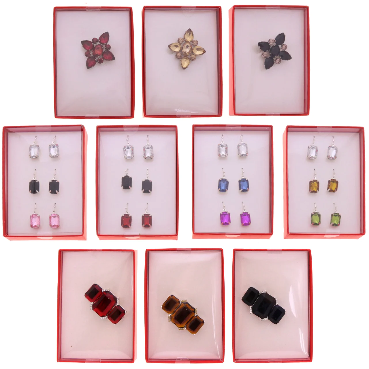 72 Piece Assorted Gift Boxed Brooch Pins & Multiple Earring Sets RGBASST01 (38¢ per piece)