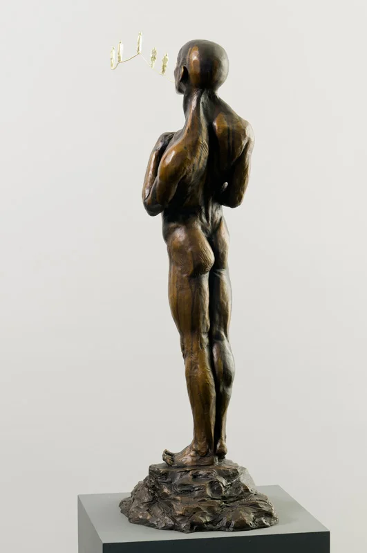 Man Invoking a Better Version of Himself / Bronze & 18 karat gold; 37 in x 13 in x 15 in