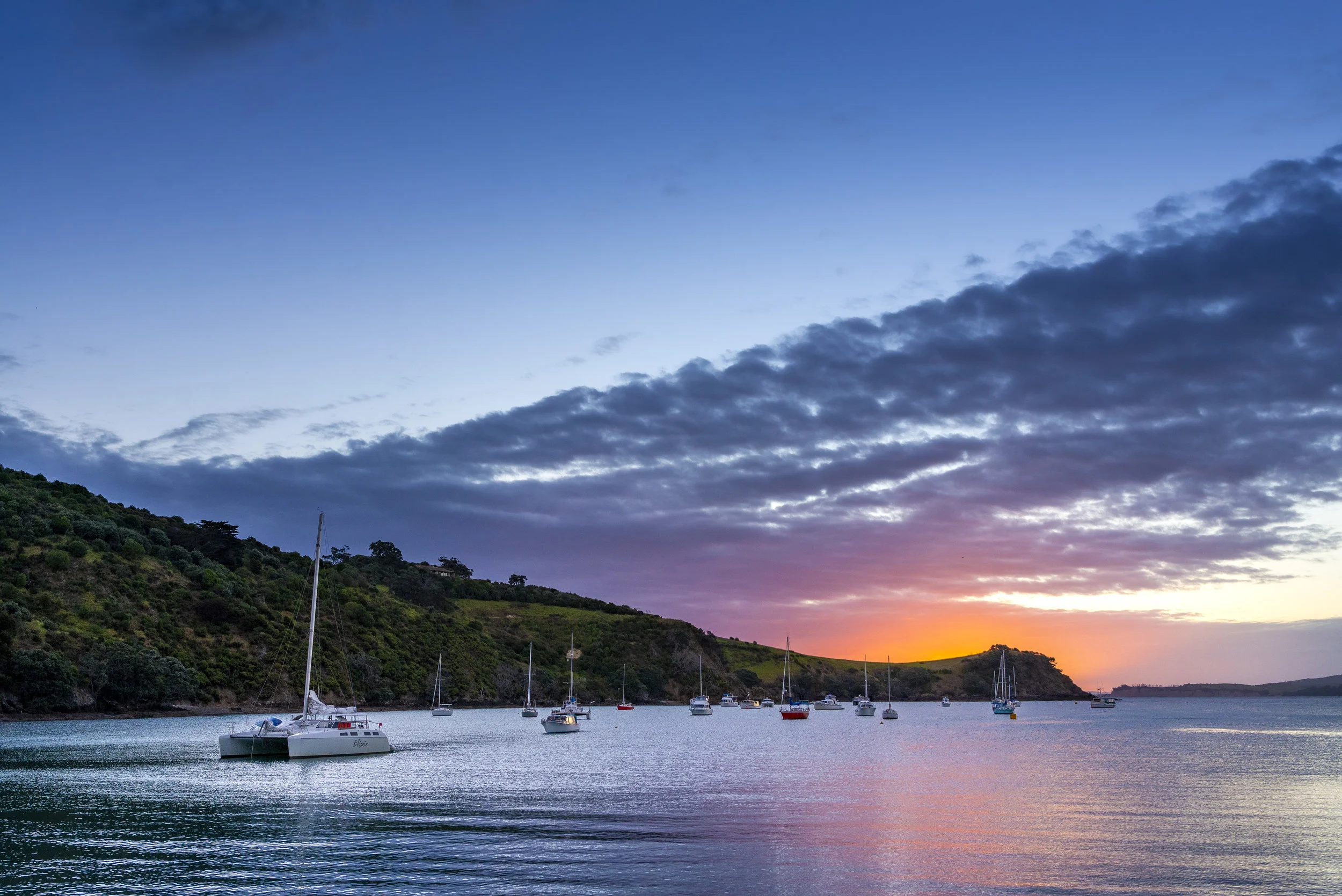 Waiheke Island is painted in an array of colors as the sun begins to set on the island. (Elise Marie Photography)