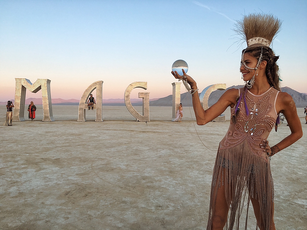 Burning Man Fashion Woman Black Rock.