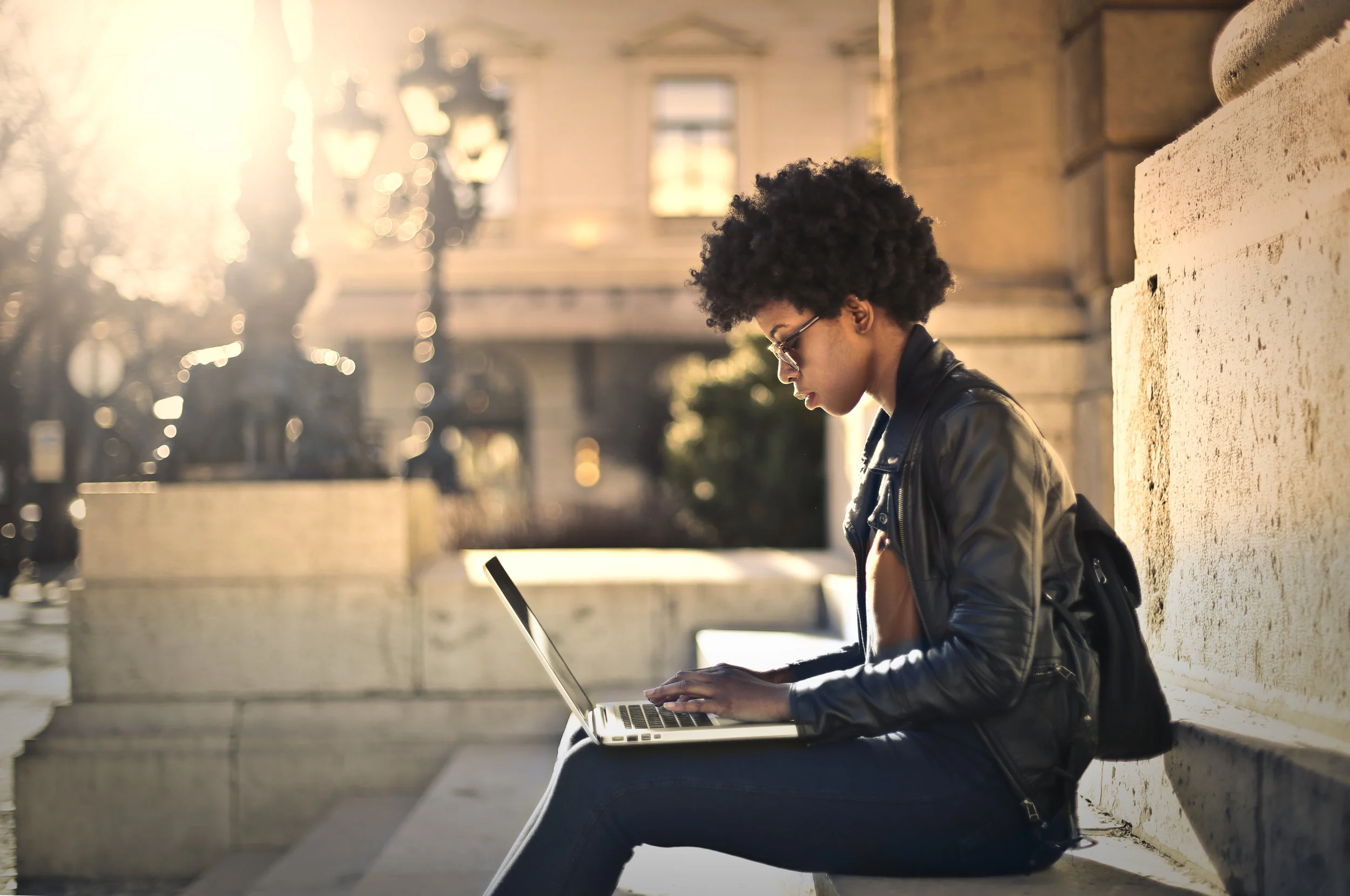 person on computer