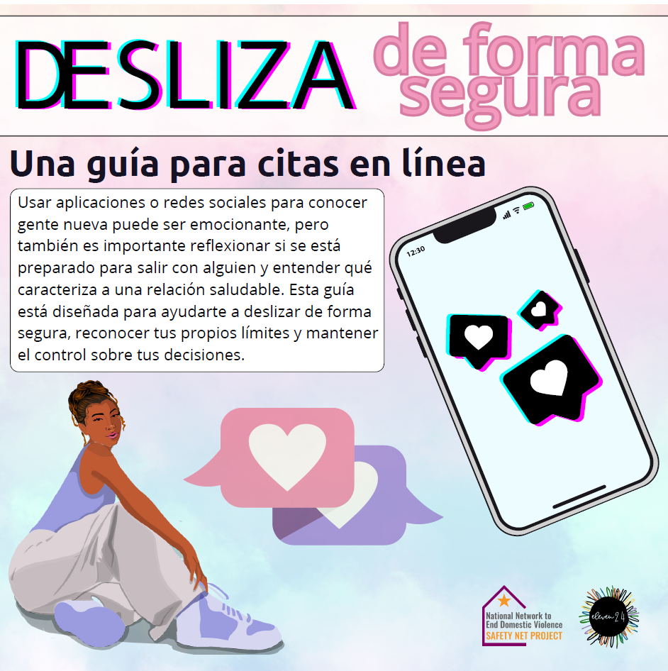 A screenshot of the cover of the resource "Desliza de forma segura: Una guía para citas en línea".